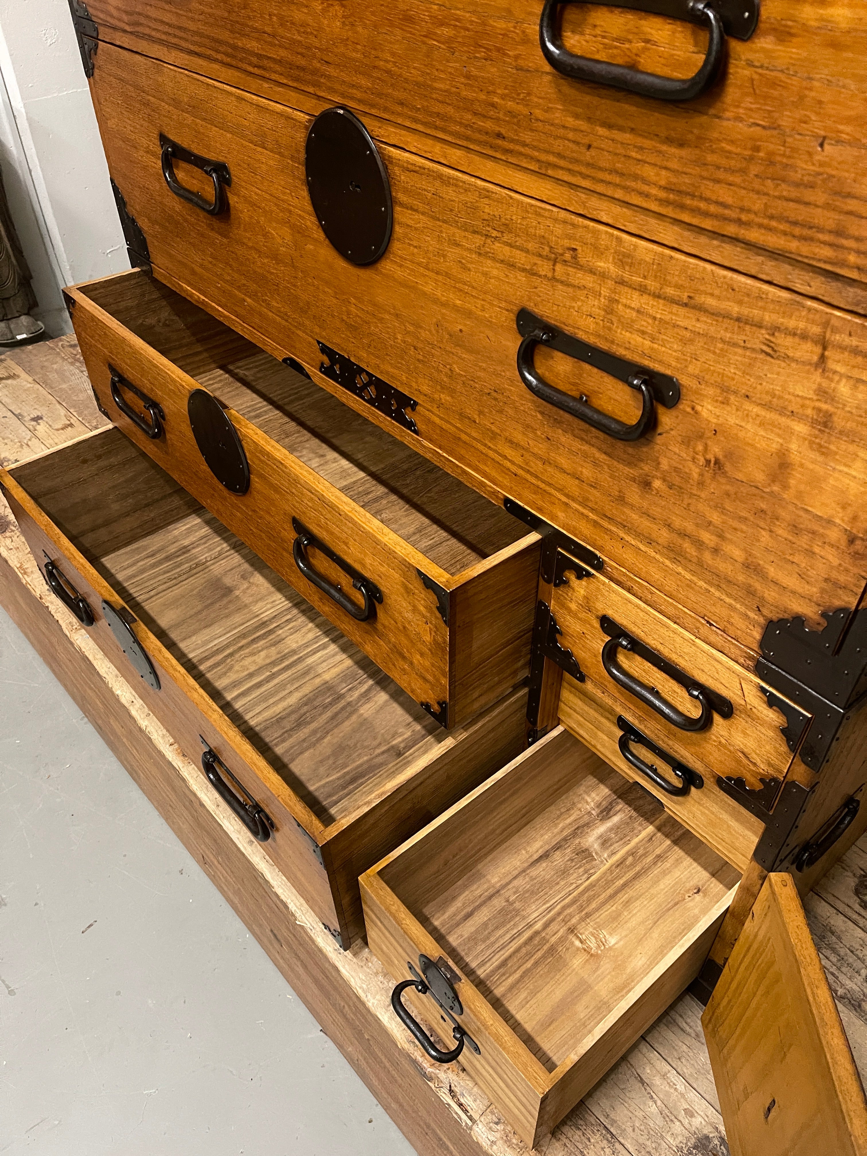 Japanese Kimono Storage Chest-on-Chest, Isho Dansu - Paulownia | Meiji