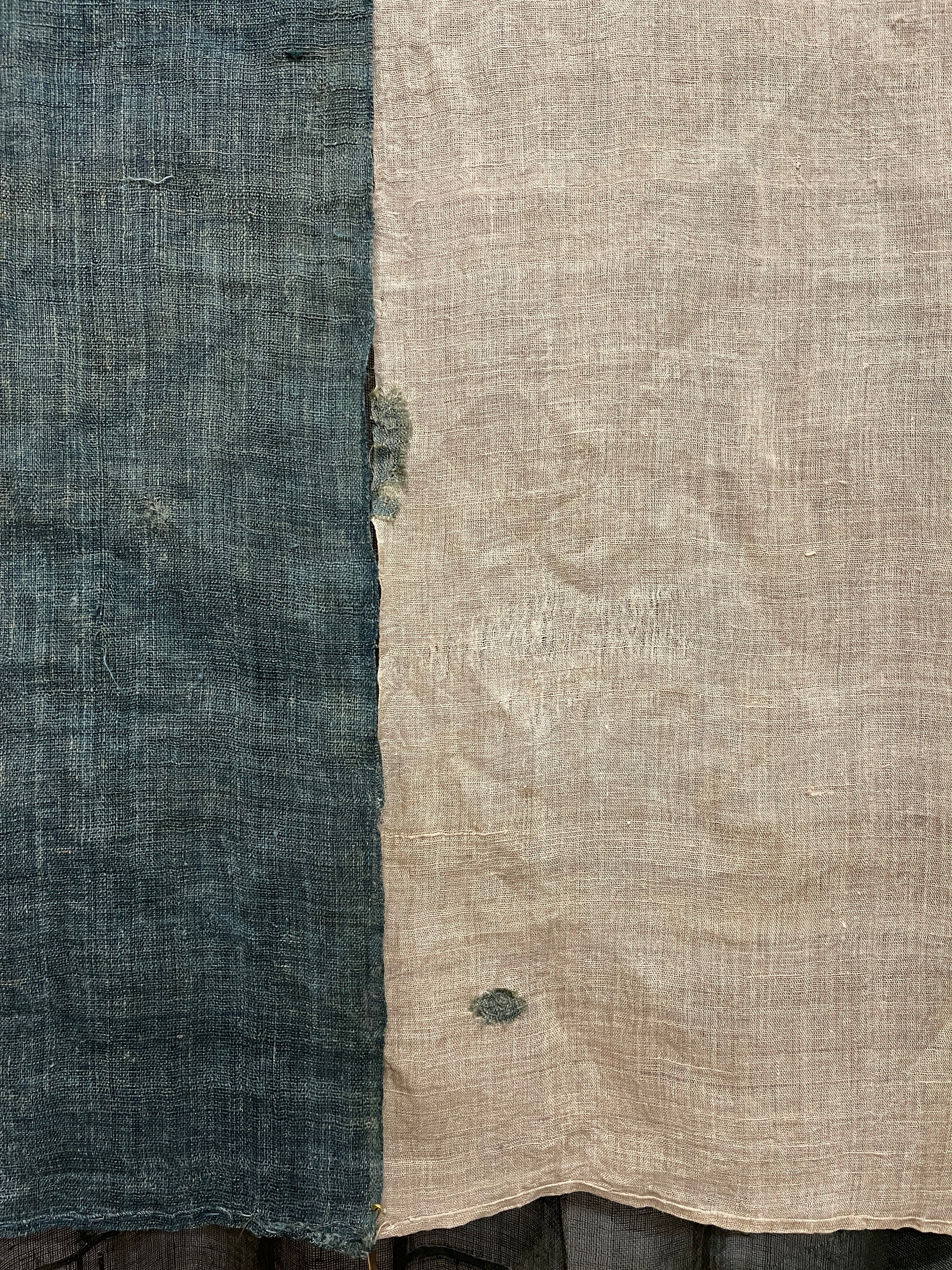 Vintage Japanese Hemp Noren, Panelled Curtain