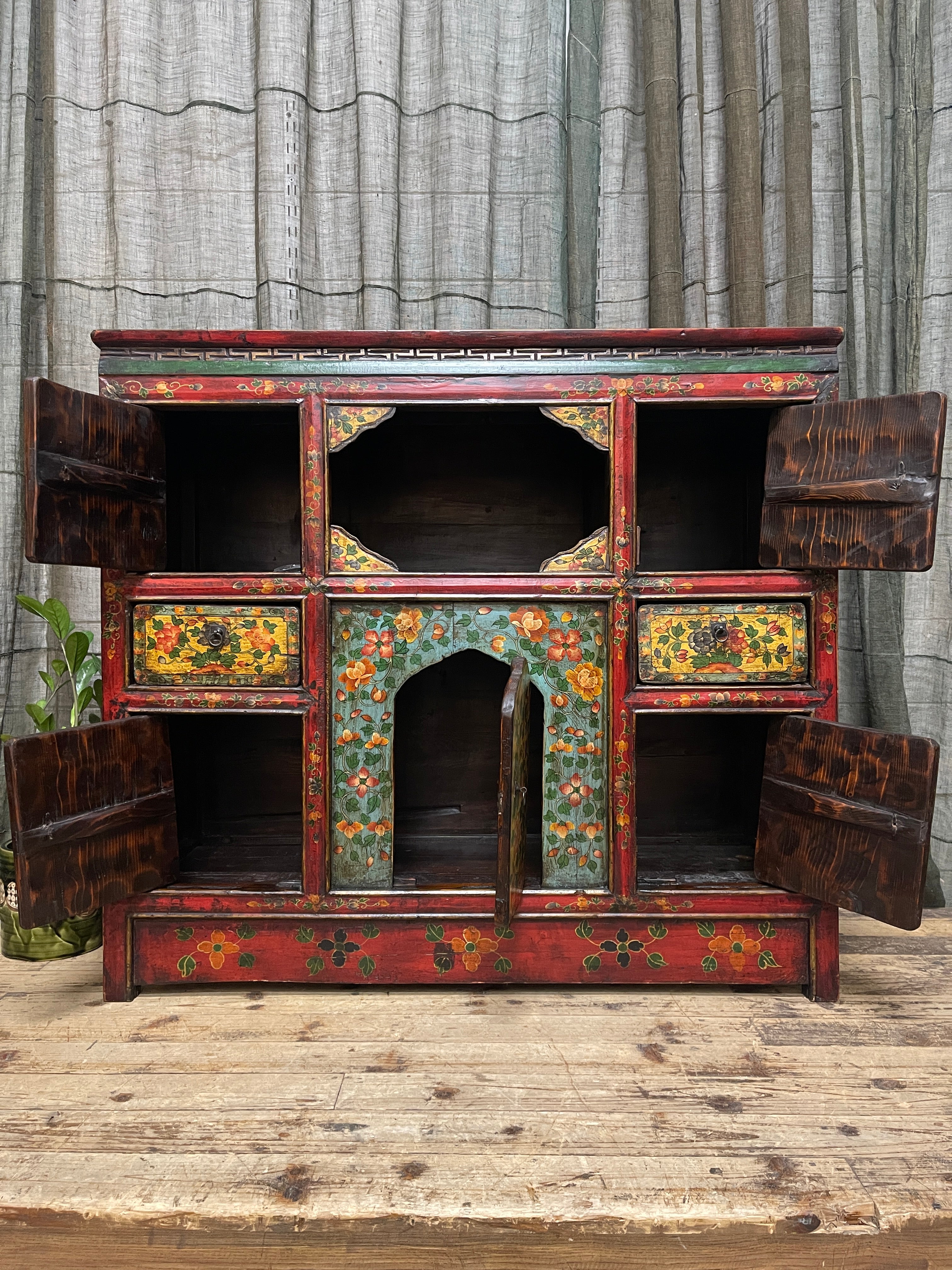 Vintage Tibetan Painted Cabinet