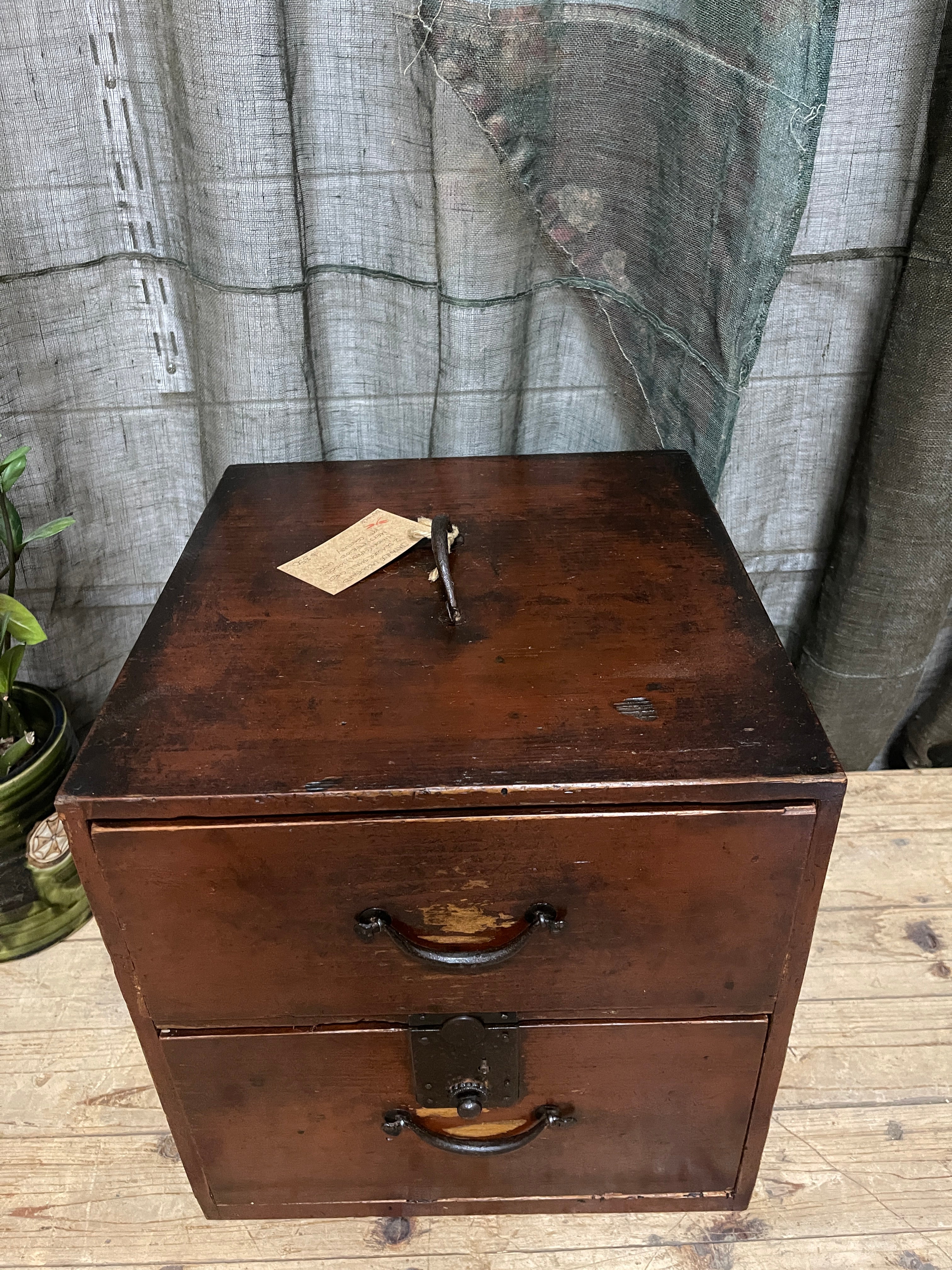 Japanese Lacquered Two-Drawer Chest - Cypress | Meiji