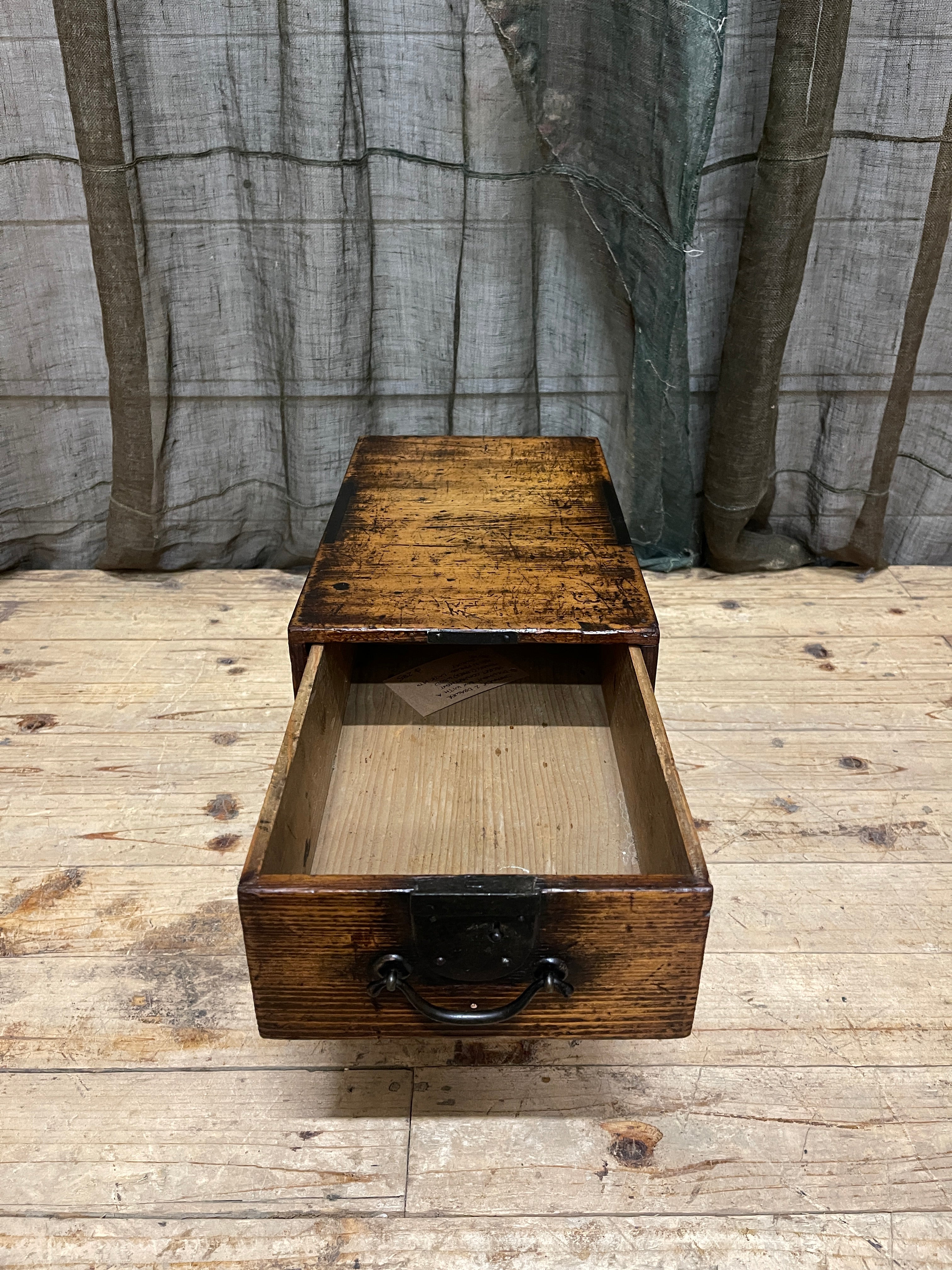 Antique Japanese 2 Drawer Document Box - Cypress| Meiji