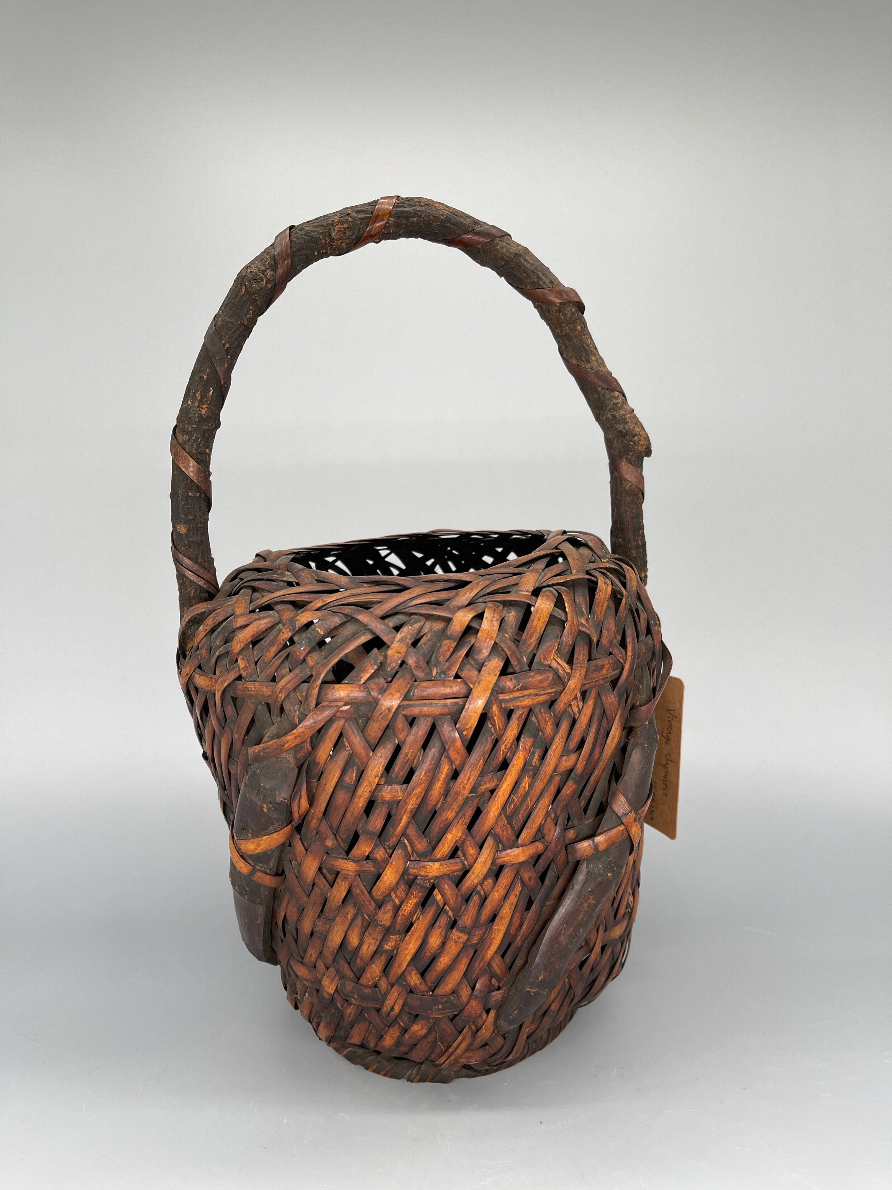 Vintage Japanese Woven Bamboo Ikebana Basket