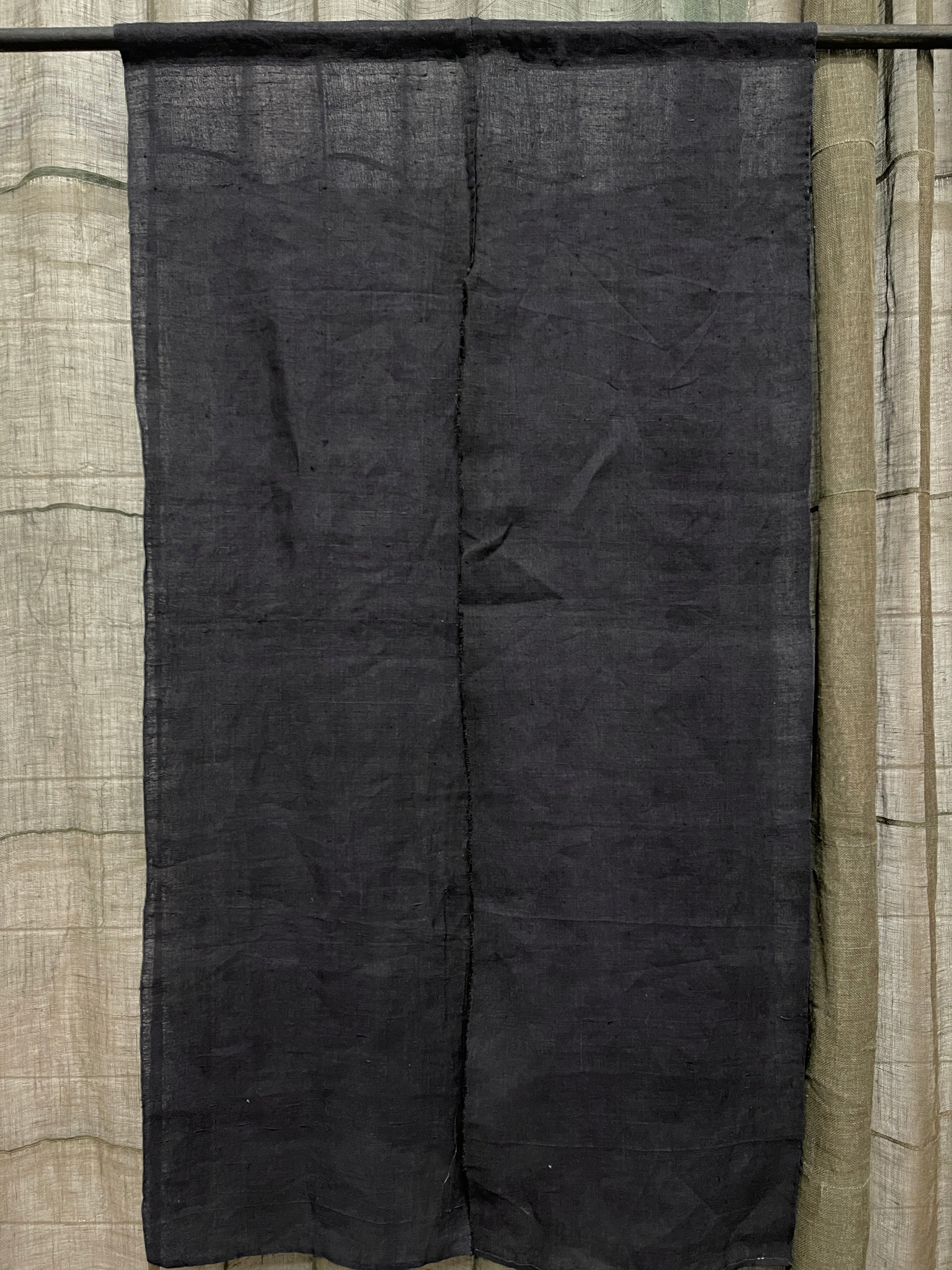 Vintage Japanese Indigo Hemp Noren, Panelled Curtain
