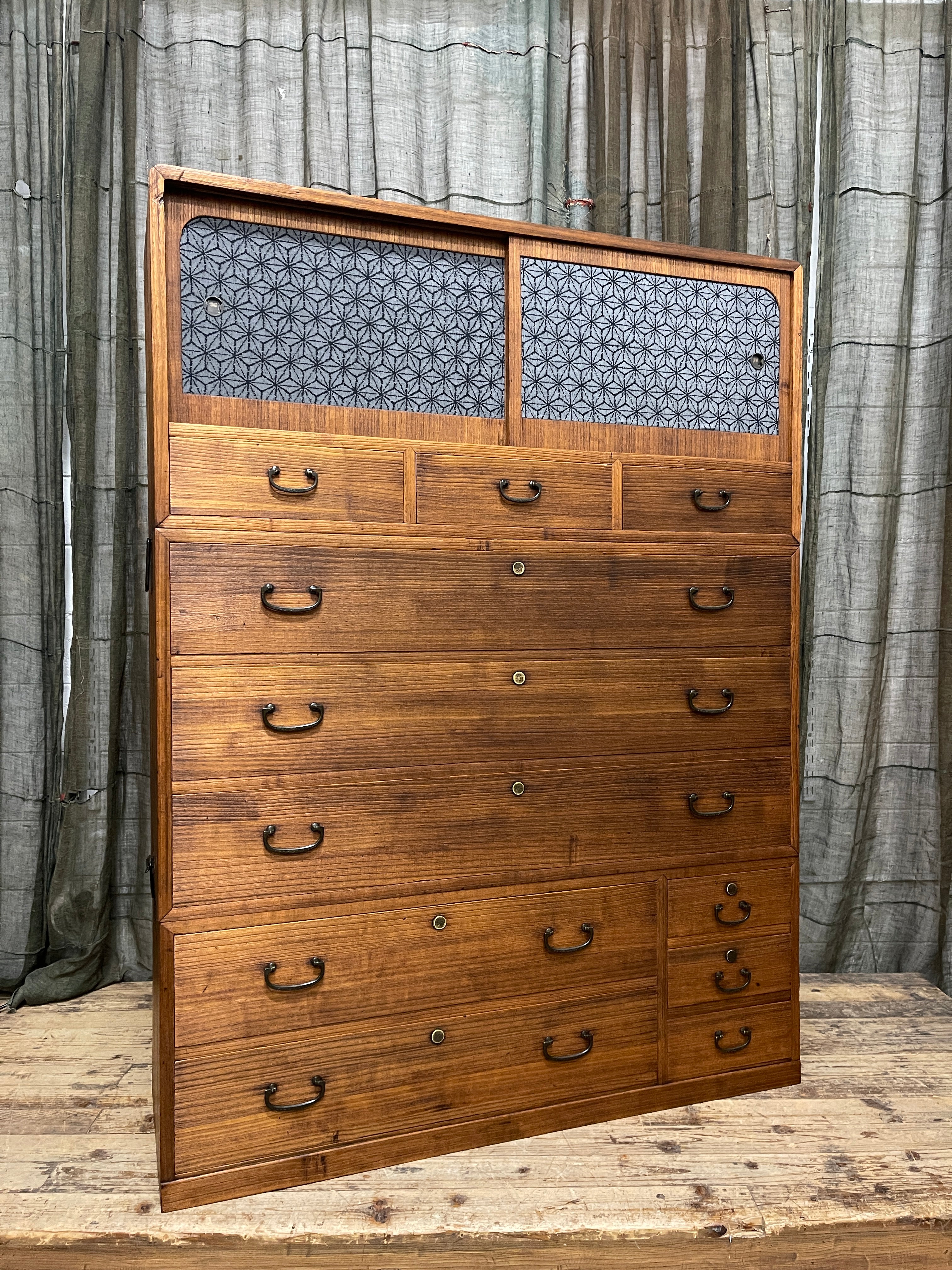 Japanese Three-Piece Kimono Chest of Drawers - Paulownia & Cypress | Midcentury