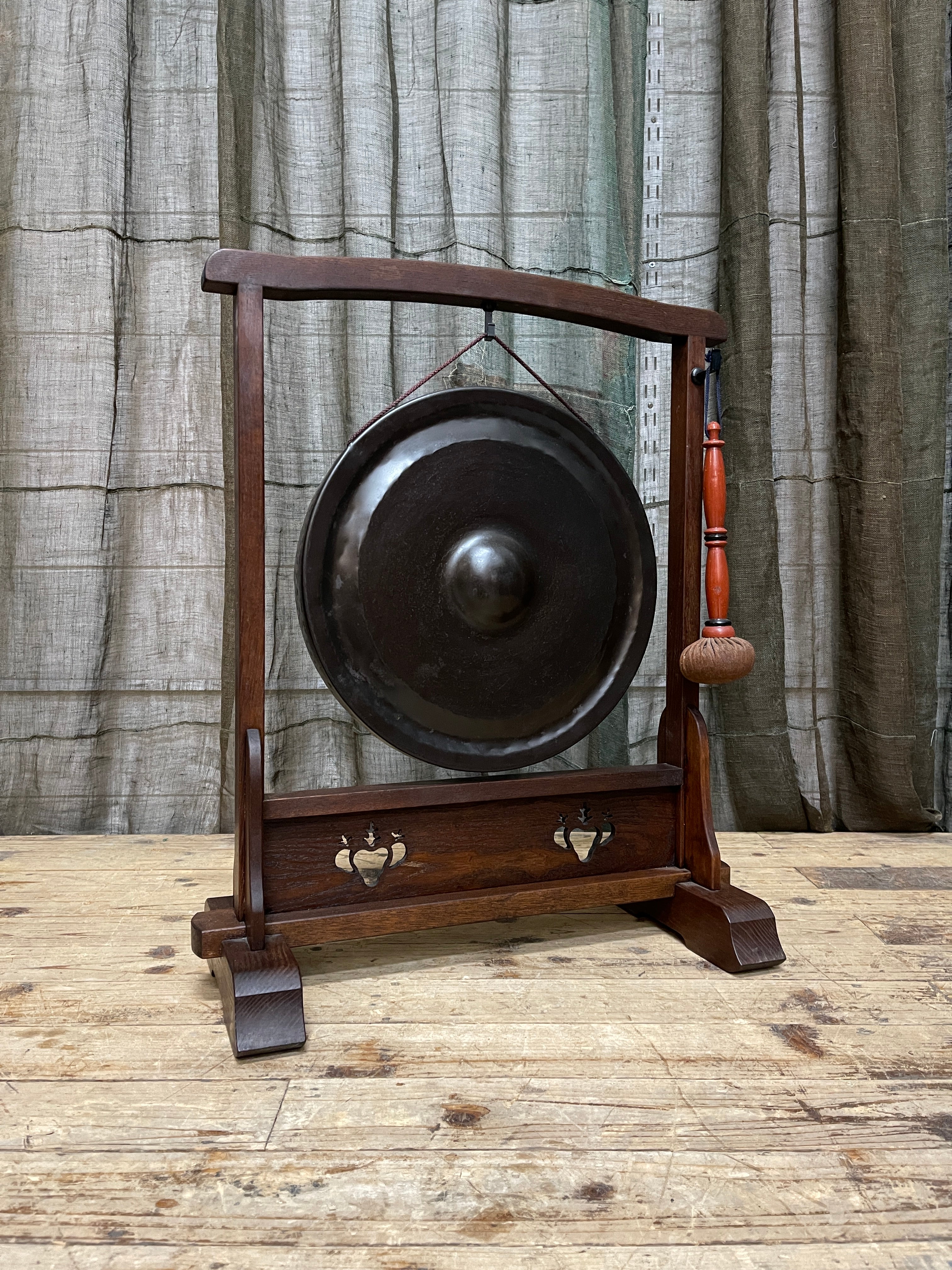 Vintage Japanese Temple Gong With Stand