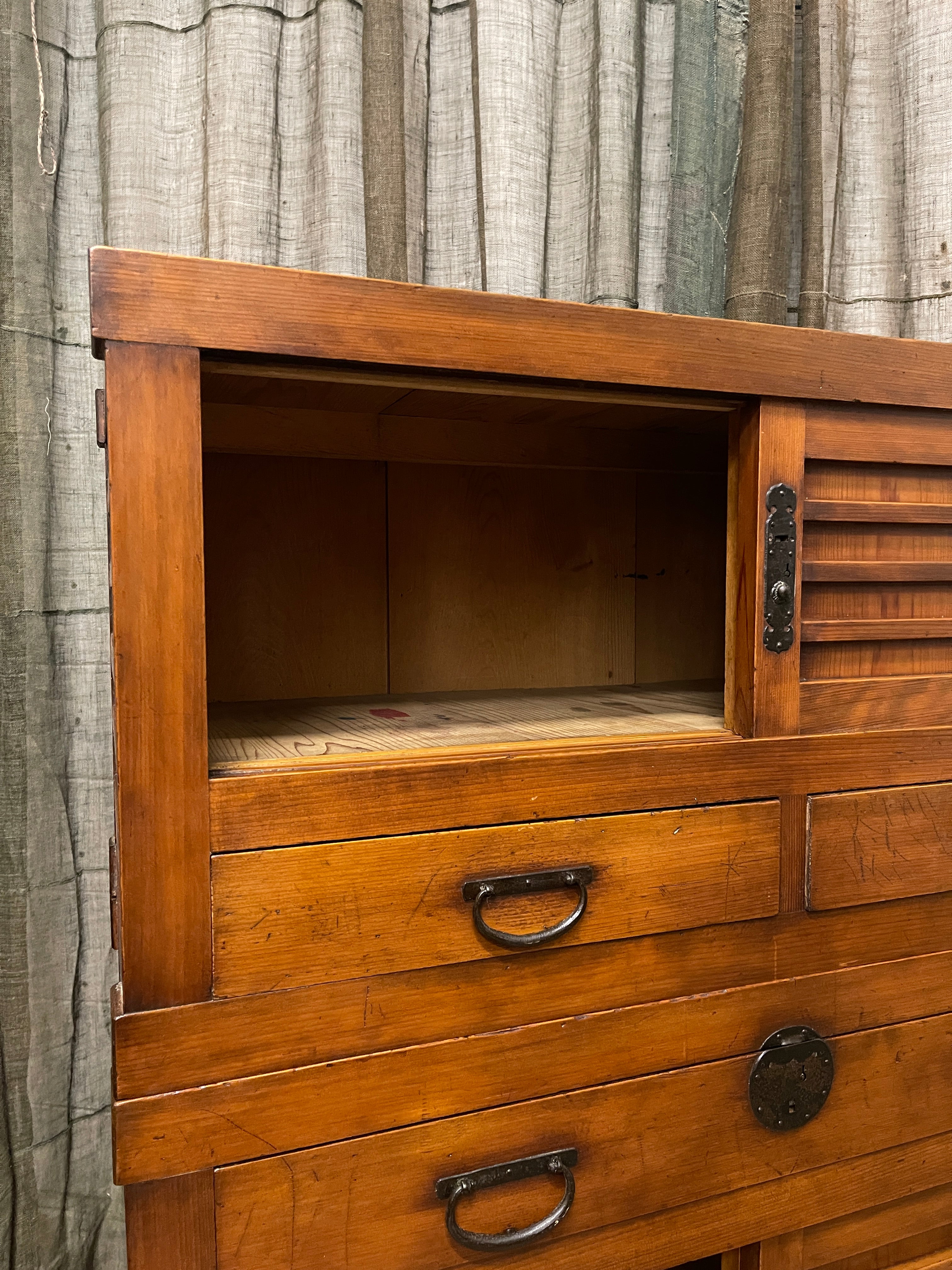 Antique Japanese Two-Piece Choba Dansu, Merchant’s Chest – Cedar & Cypress | Meiji