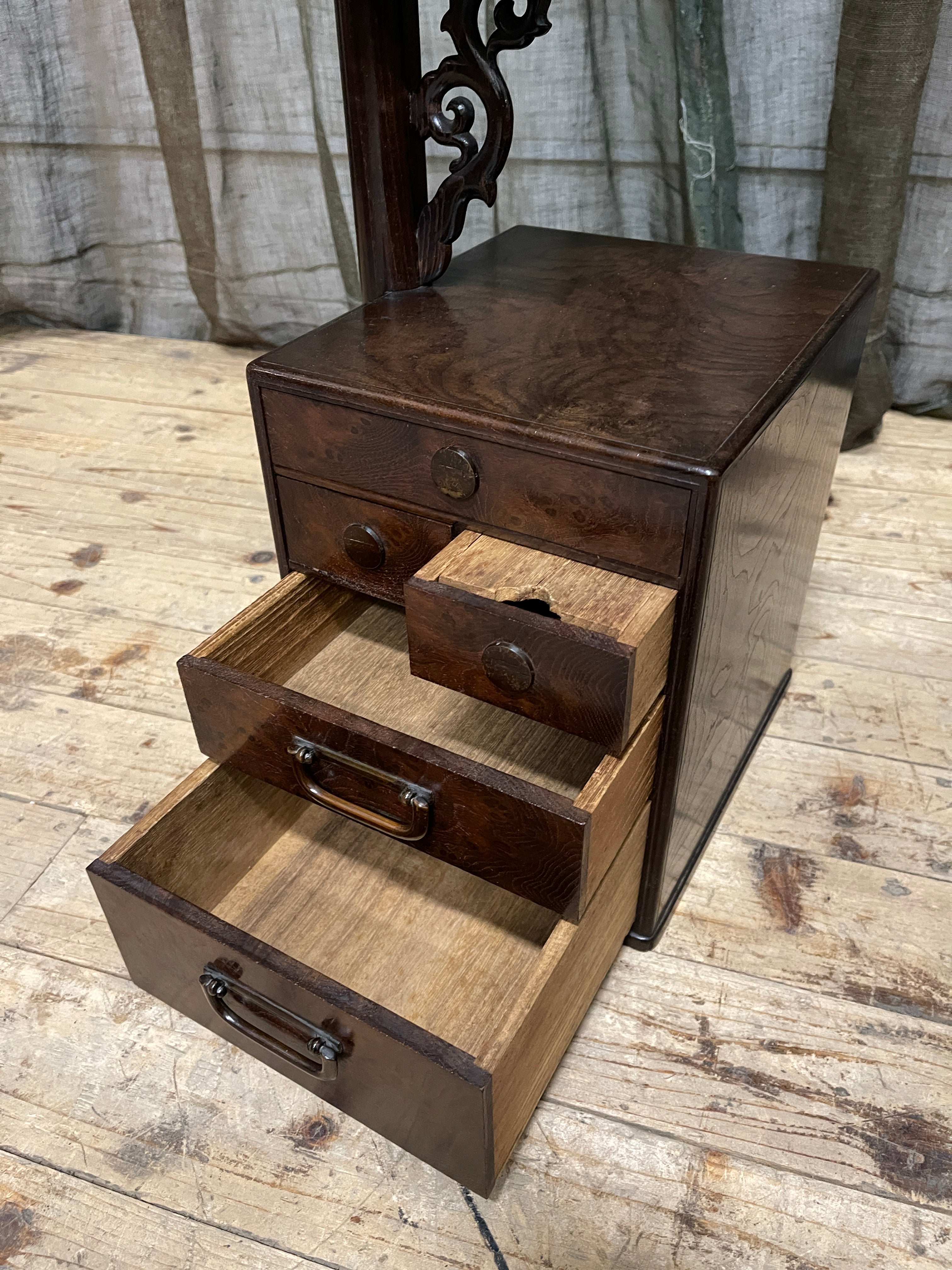 Vintage Japanese Sewing Box, Hari Bako - Elm | 1920's