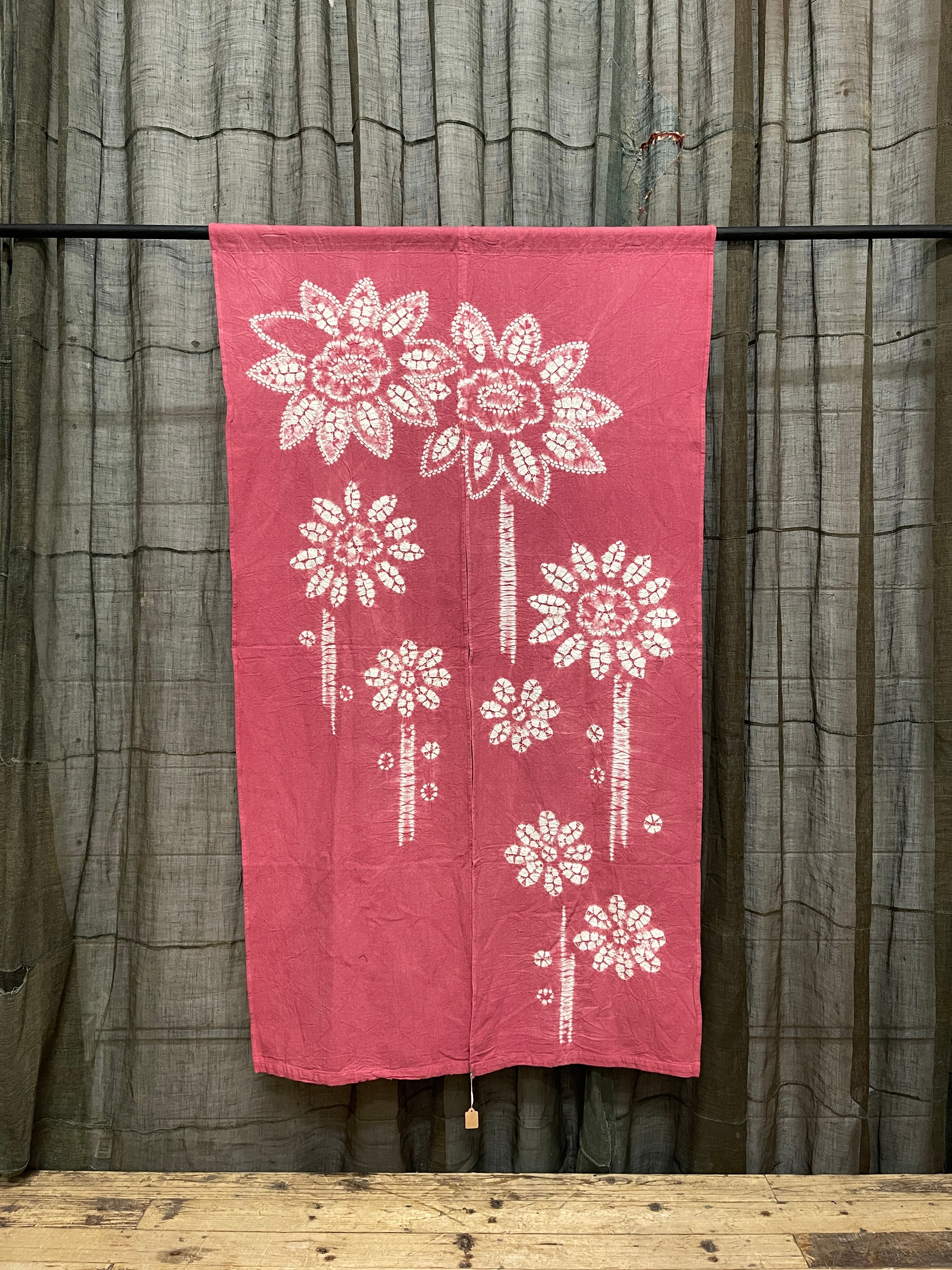 Shibori Pink Dyed Noren - Cotton