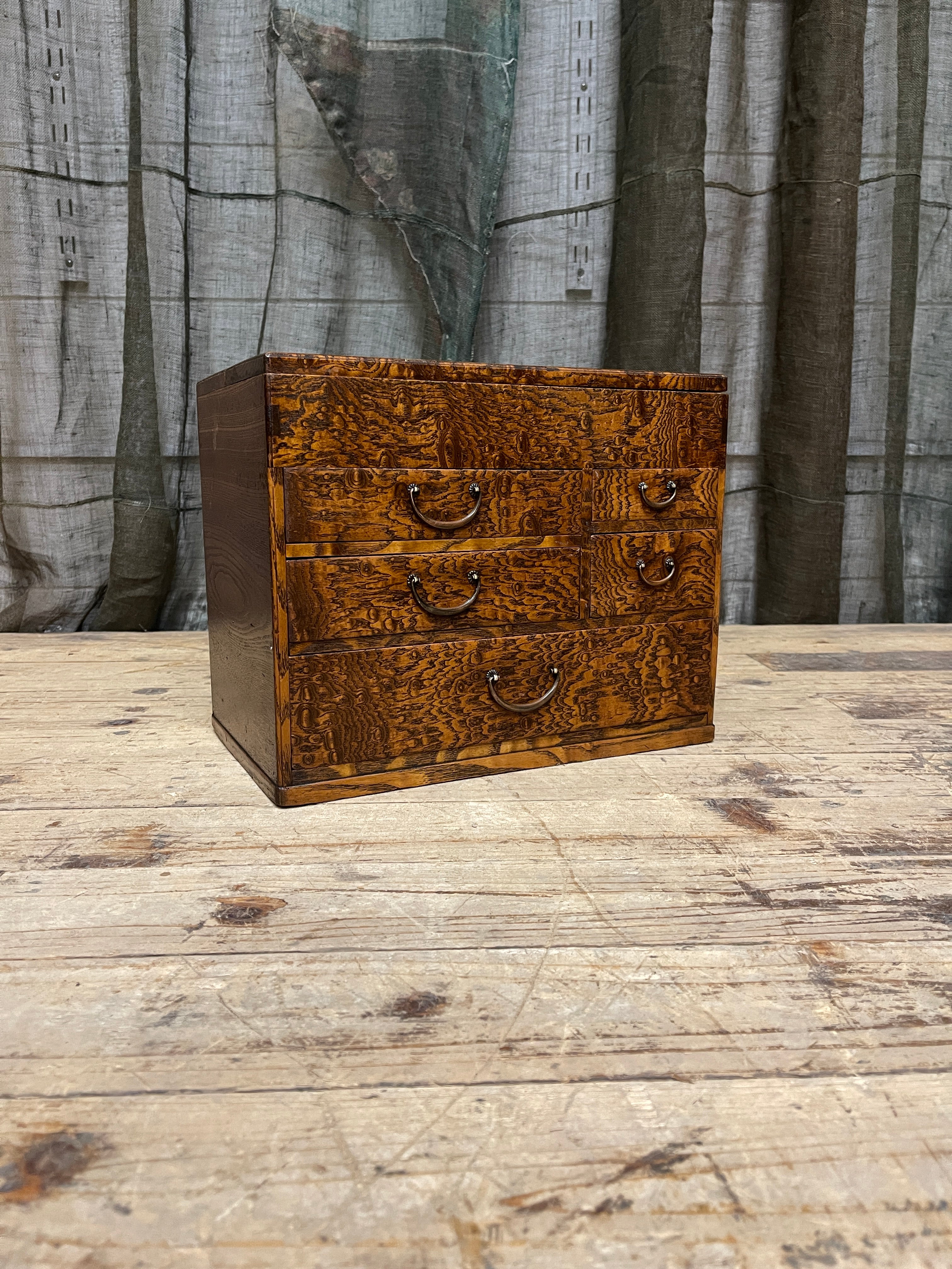 Vintage Japanese Sewing Box, Hari Bako - Elm | 1920's