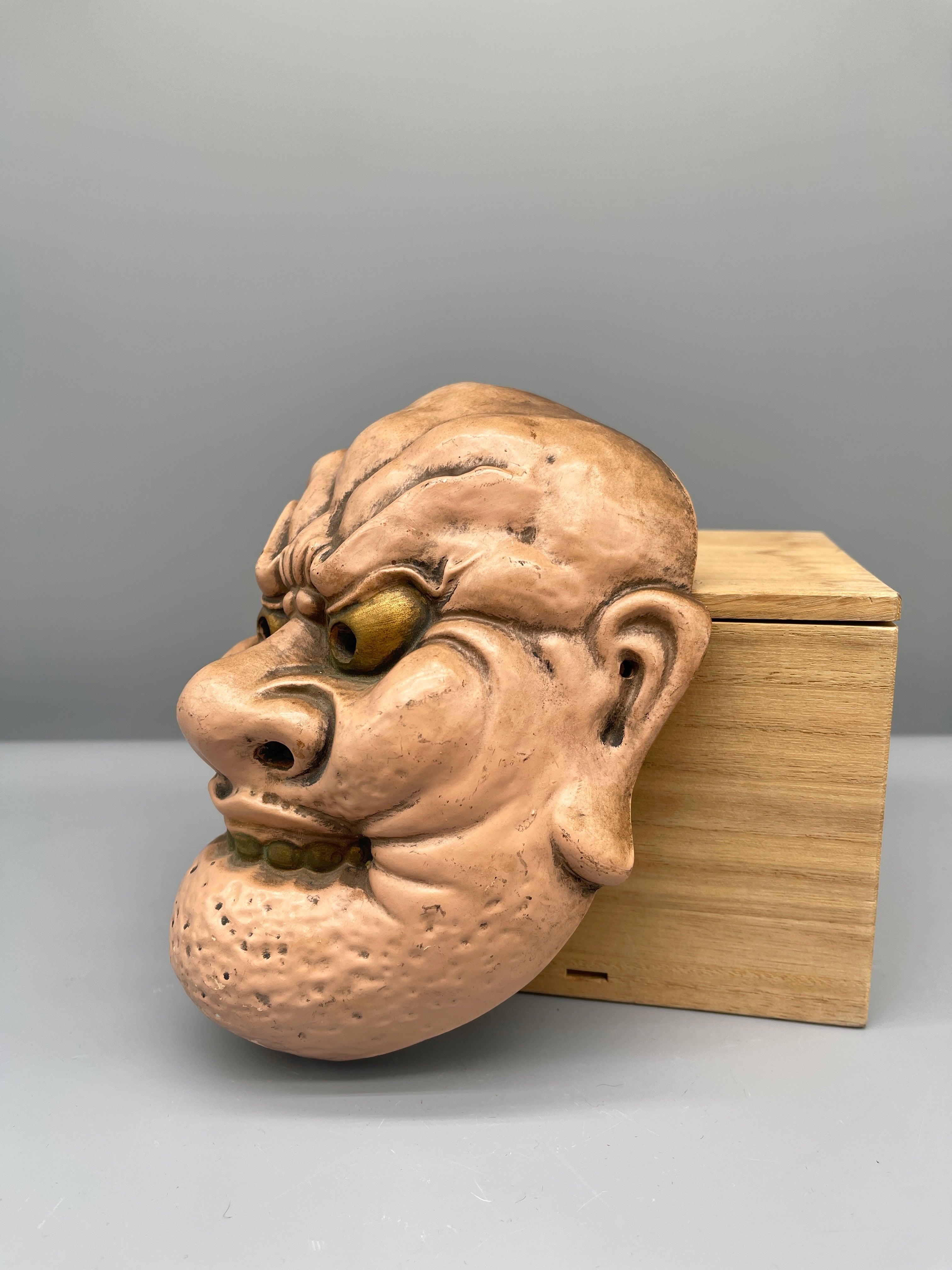 Vintage Japanese Gigaku Mask - Rikishi