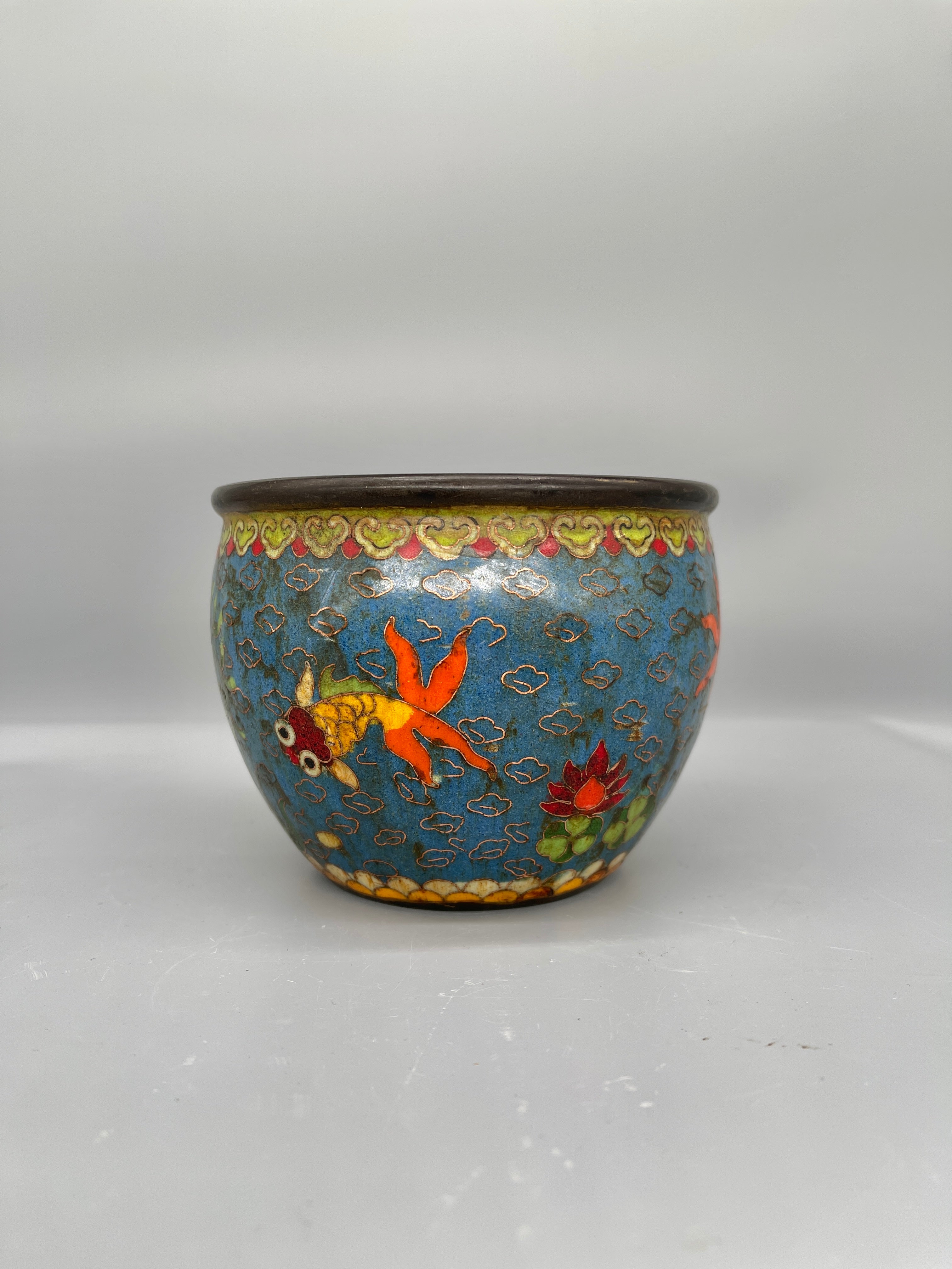 Vintage Chinese Cloisonne Bronze Bowl