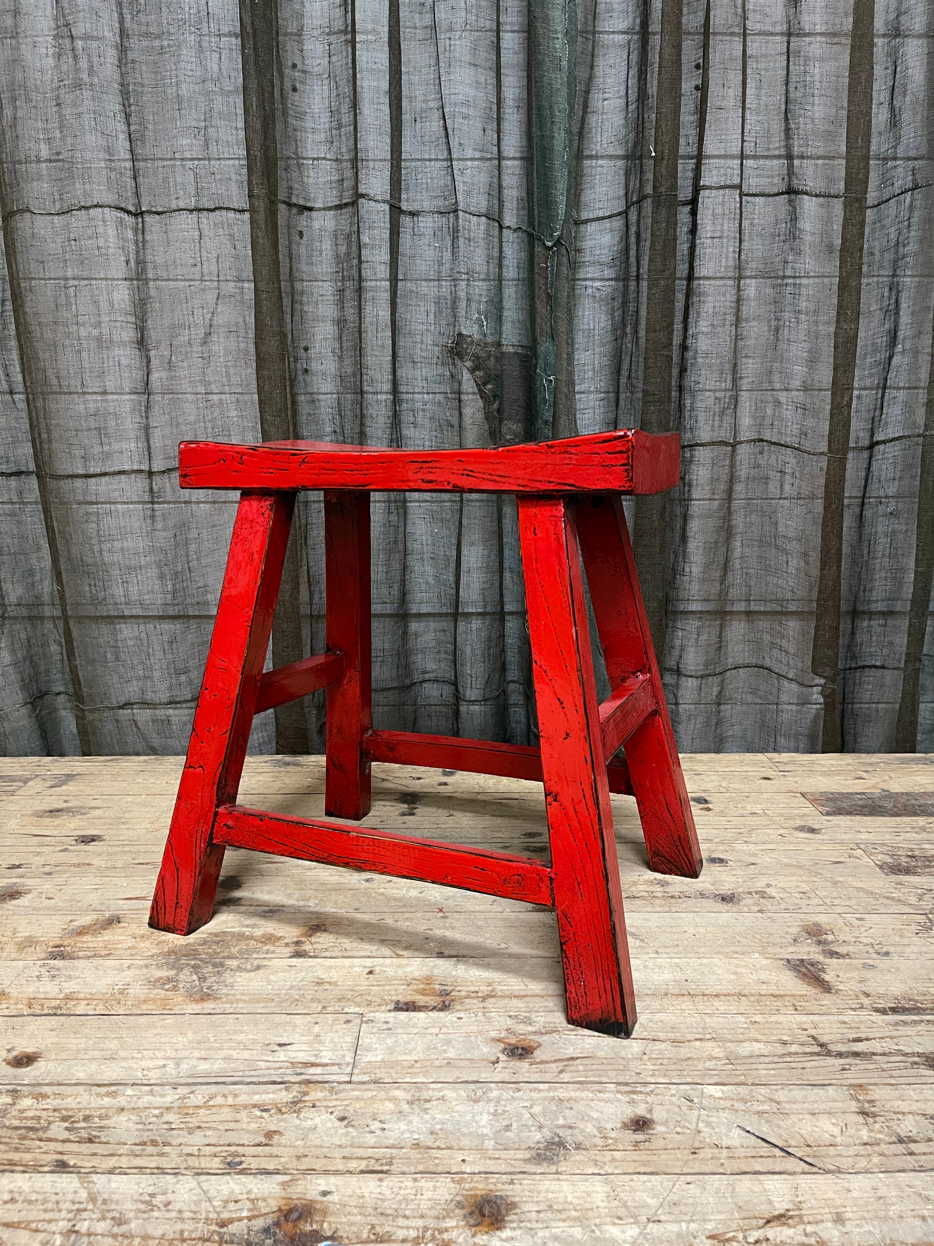 Chinese Provincial Stool - Red
