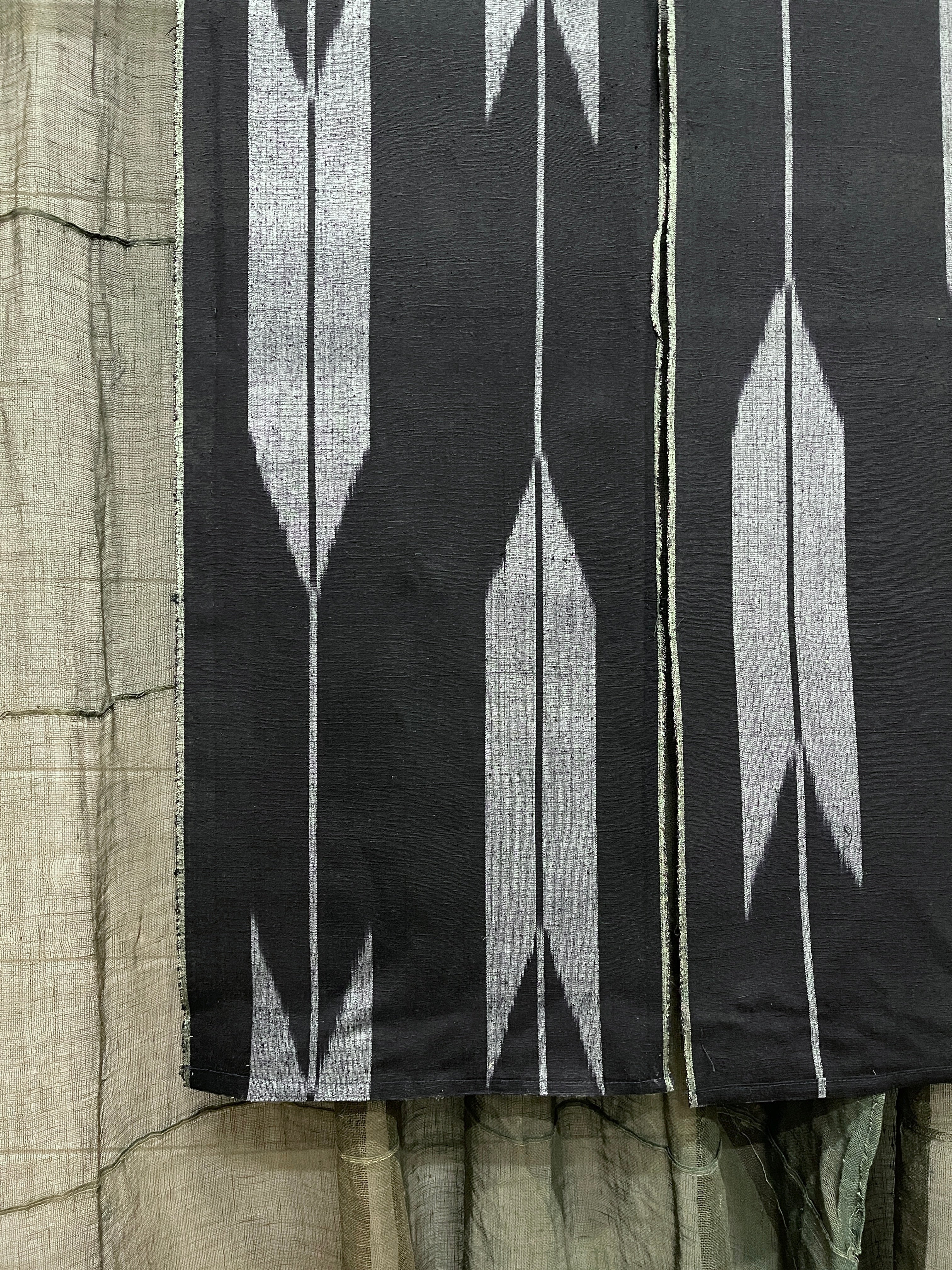 Vintage Japanese Noren, Navy Cotton with Yagasuri Motif