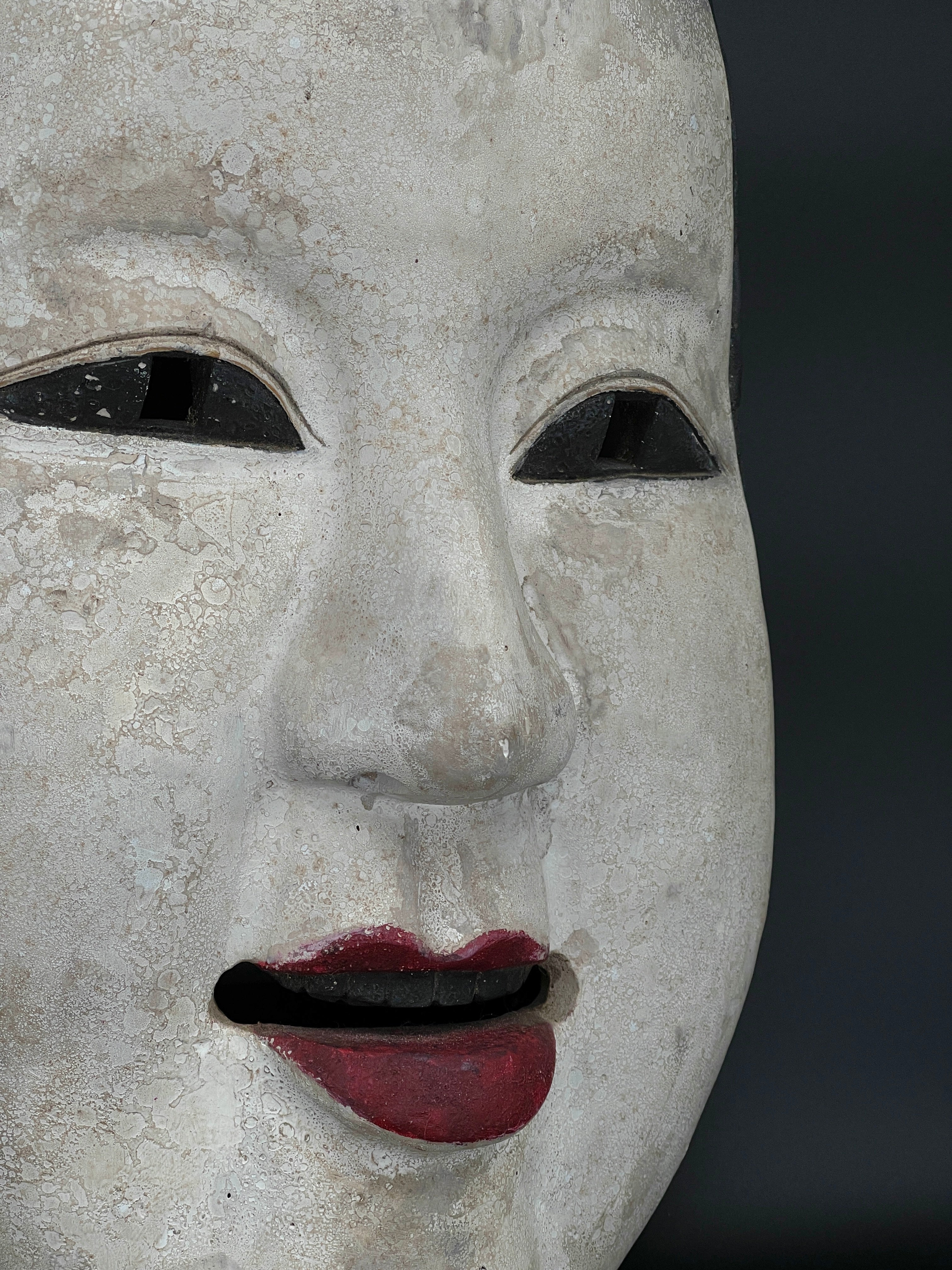 Large Antique Hand Carved Nō Theatre Mask - Ko Omote