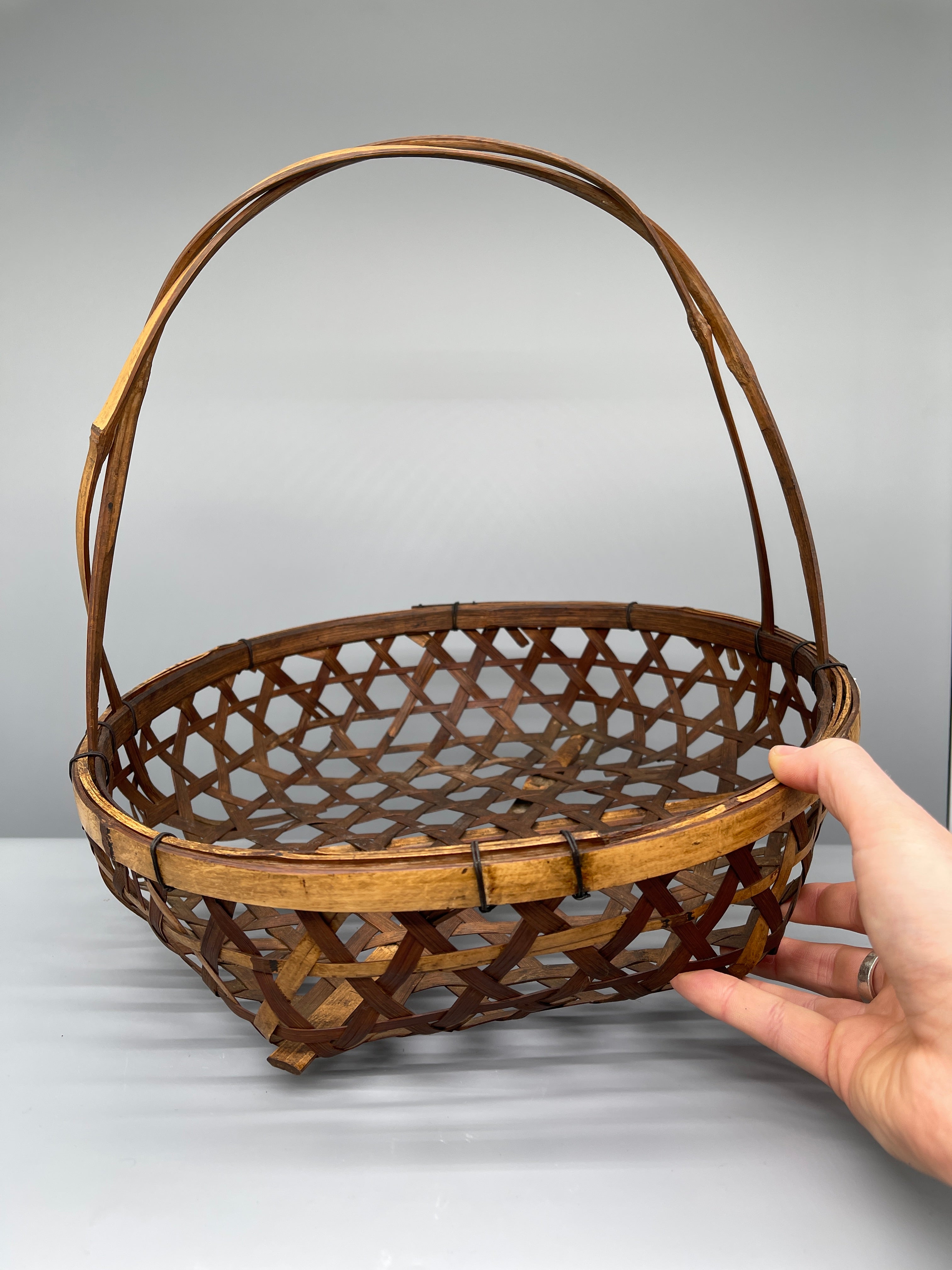Vintage Japanese Mutsume-ami Style Ikebana Basket - Bamboo