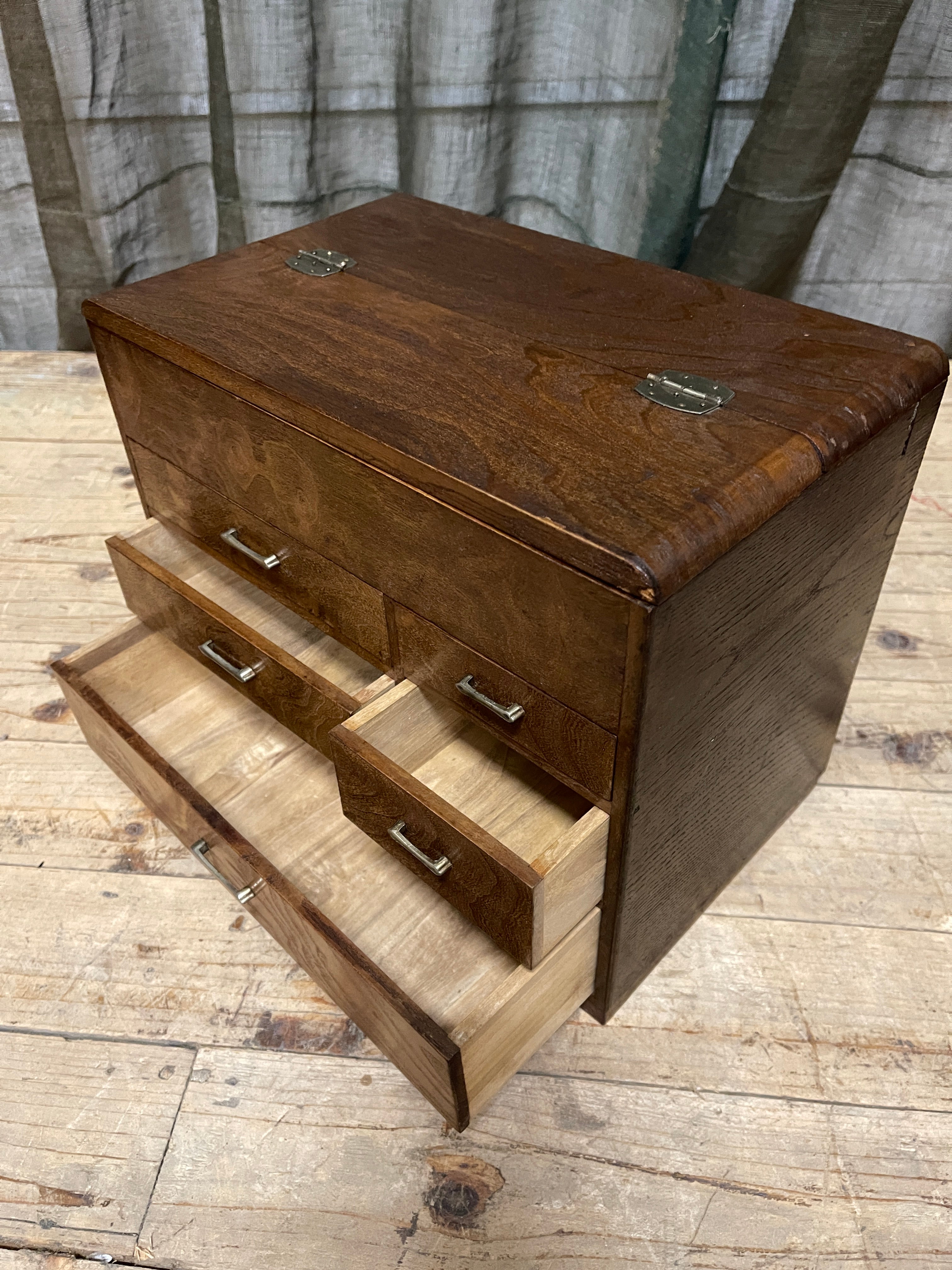 Vintage Japanese Sewing Box, Hari Bako - Elm | 1930's