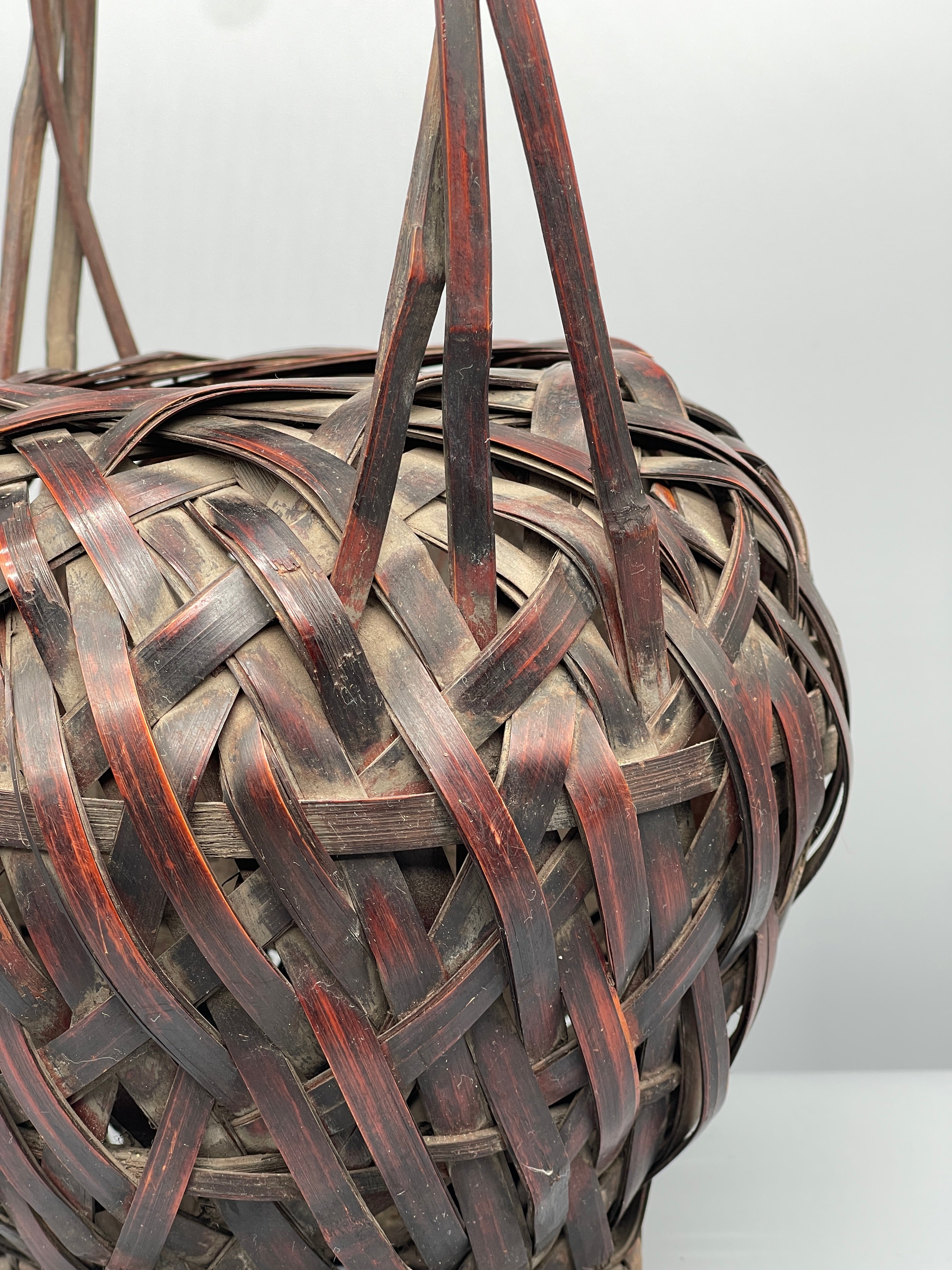 Vintage Japanese Midare-ami Style Ikebana Basket - Bamboo