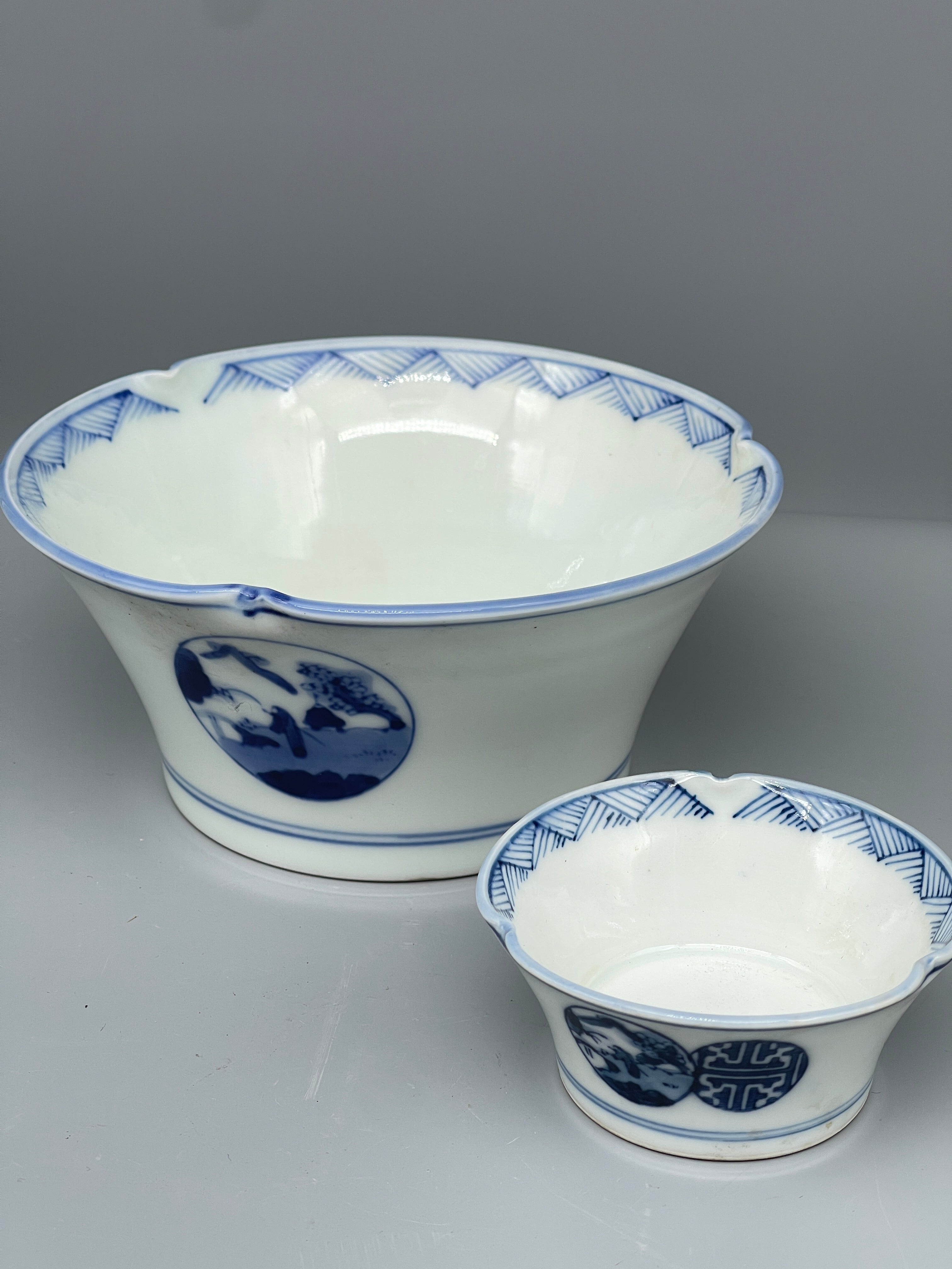 Japanese Two Piece Donburi Set, Blue & White