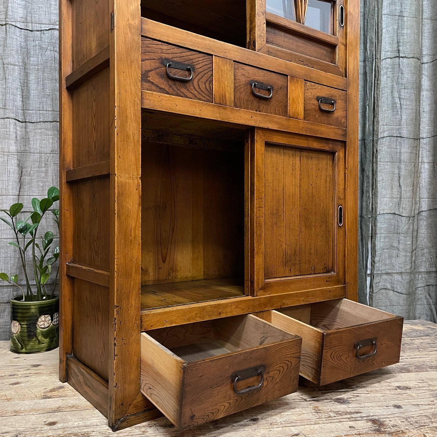 Japanese Mizuya, Kitchen Cabinet - Cedar, Cypress, Elm | c.1890