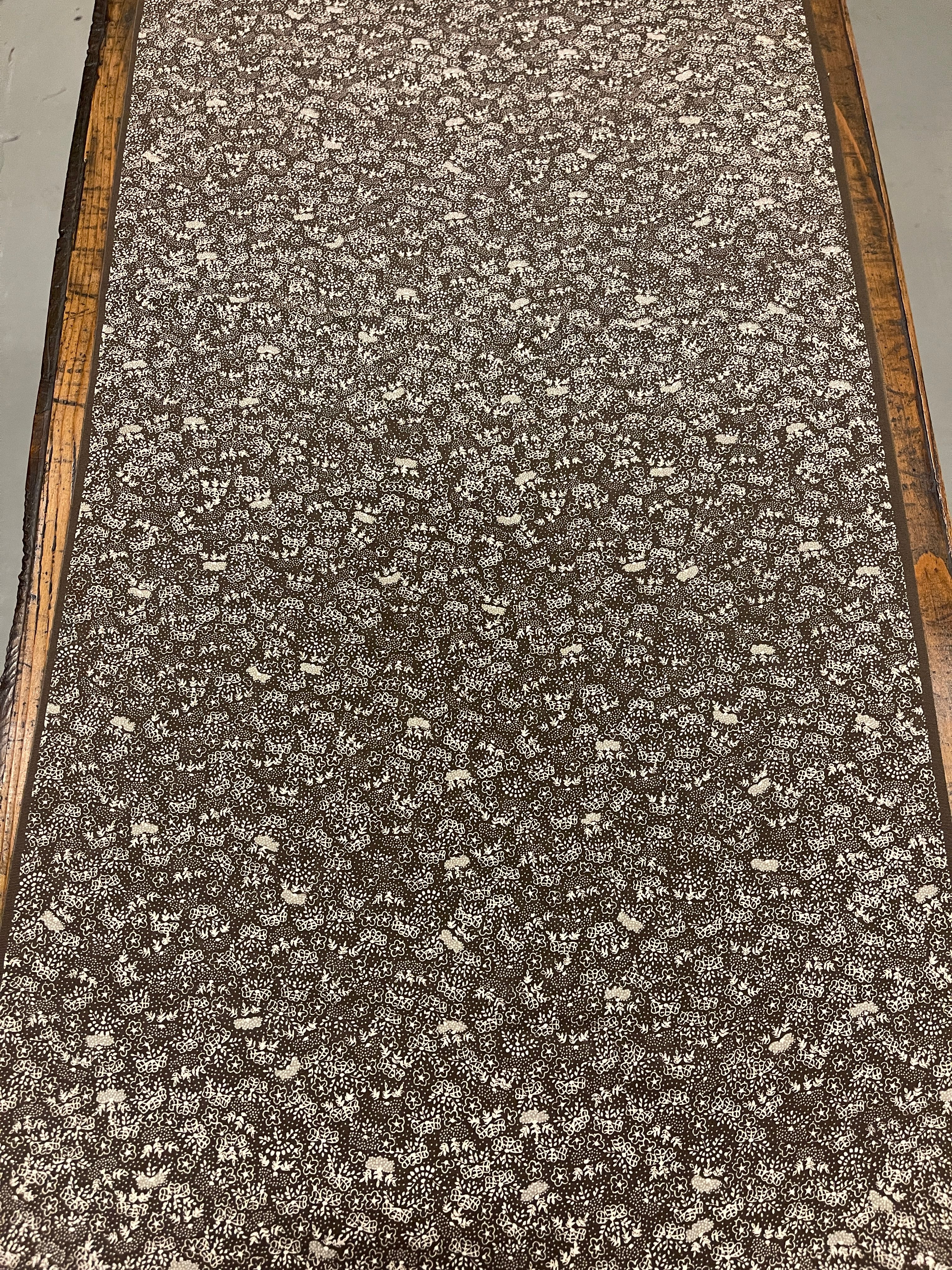 Japanese Silk, Brown with White Blossoms
