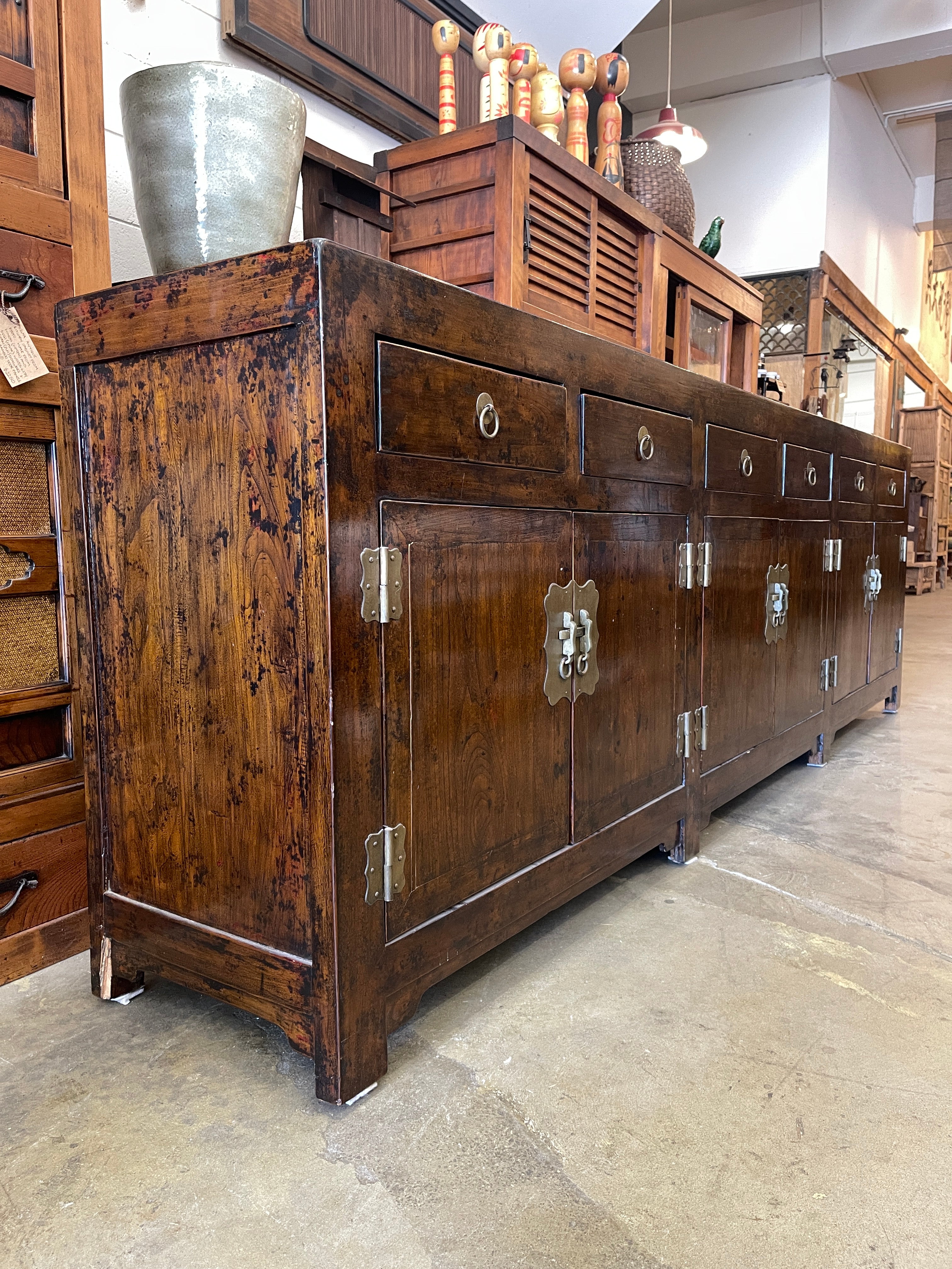 Chinese Lacquered Long Buffet Sideboard