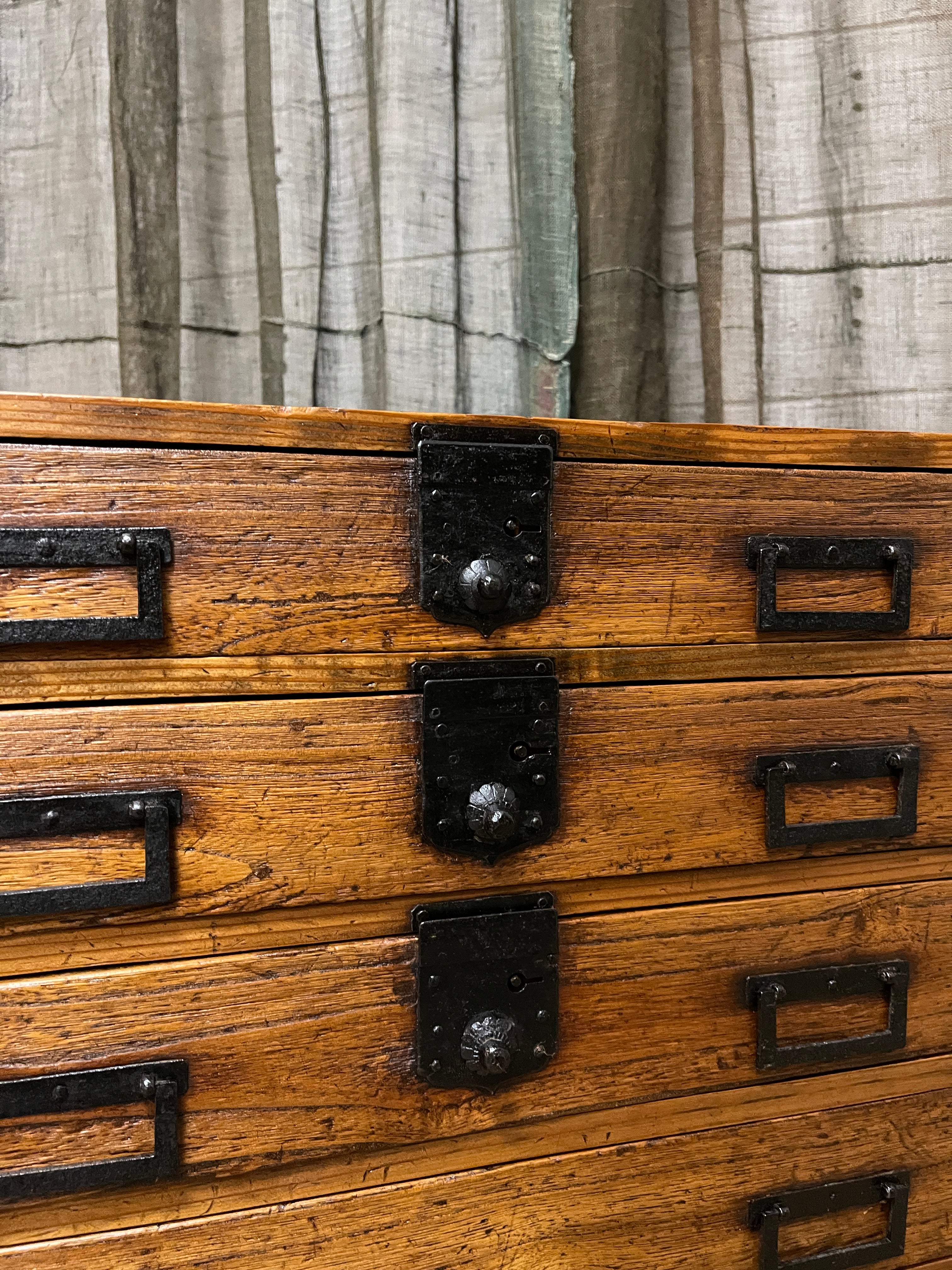Antique Japanese Document Chest, 6 Drawers - Cypress & Paulownia | Meiji, c.1890