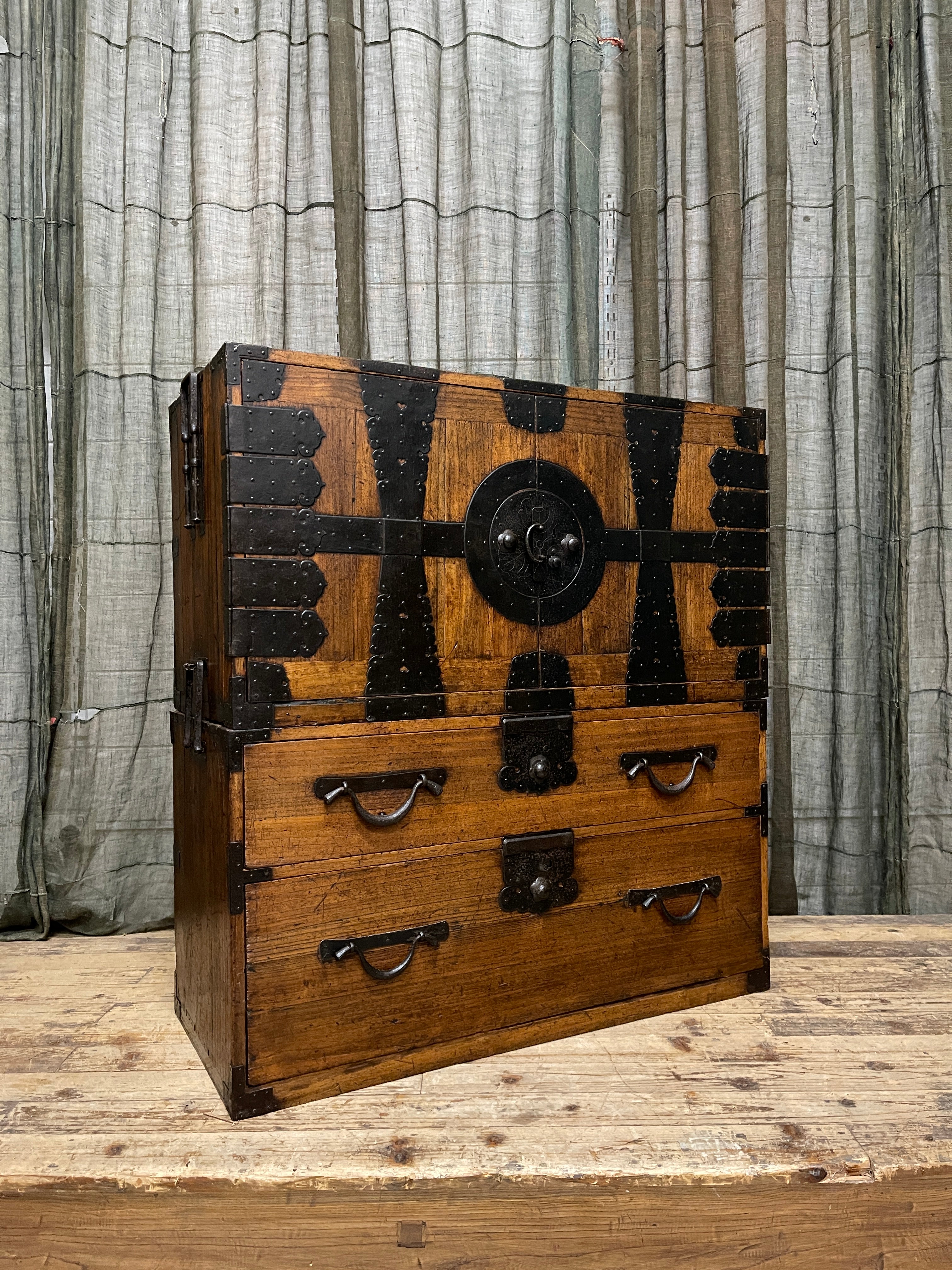 Kannon-Biraki Japanese Storage Cabinet - Paulownia & Iron Hardware | Meiji