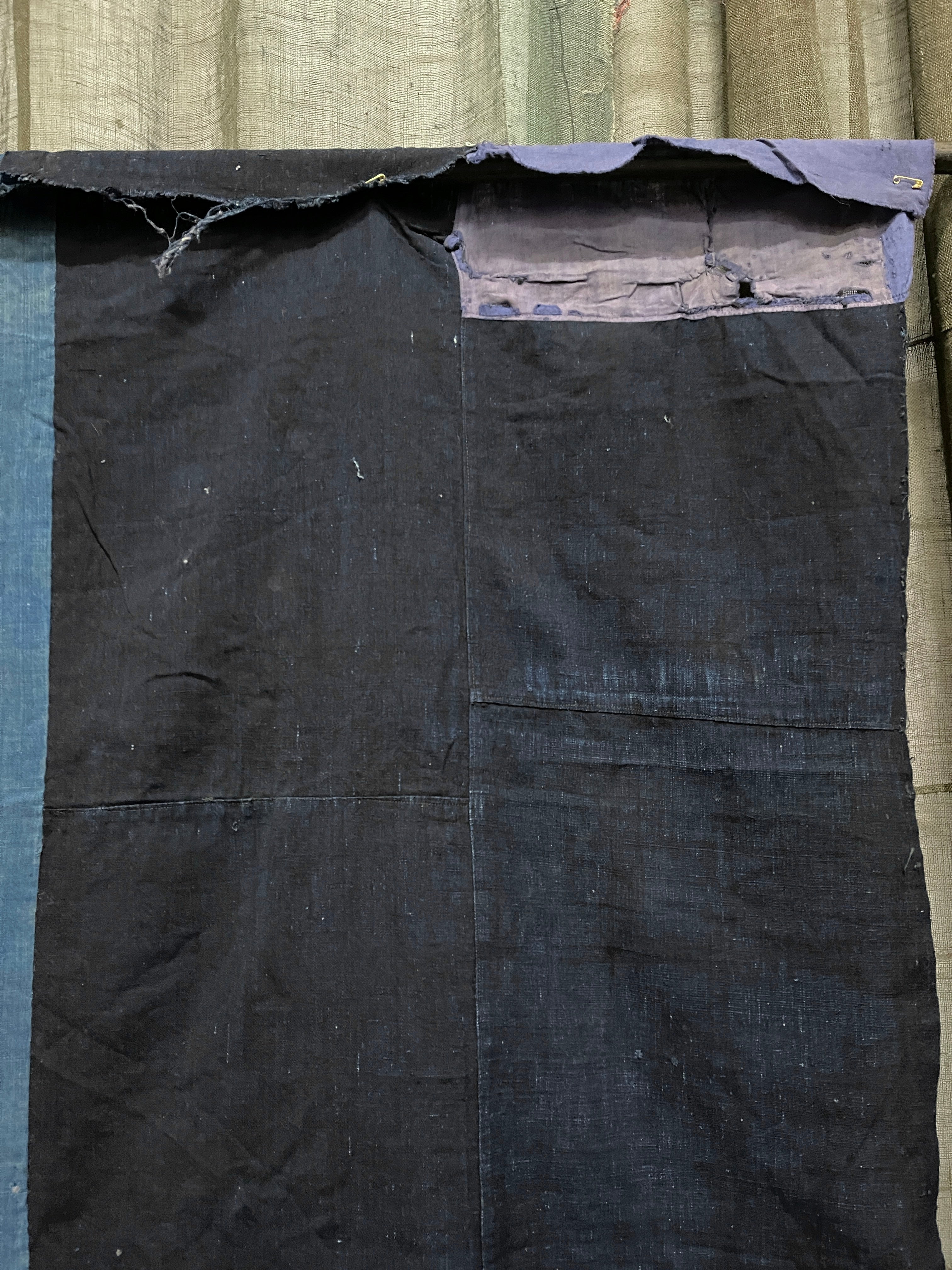 Vintage Japanese Indigo Boro Cloth, 3 panel