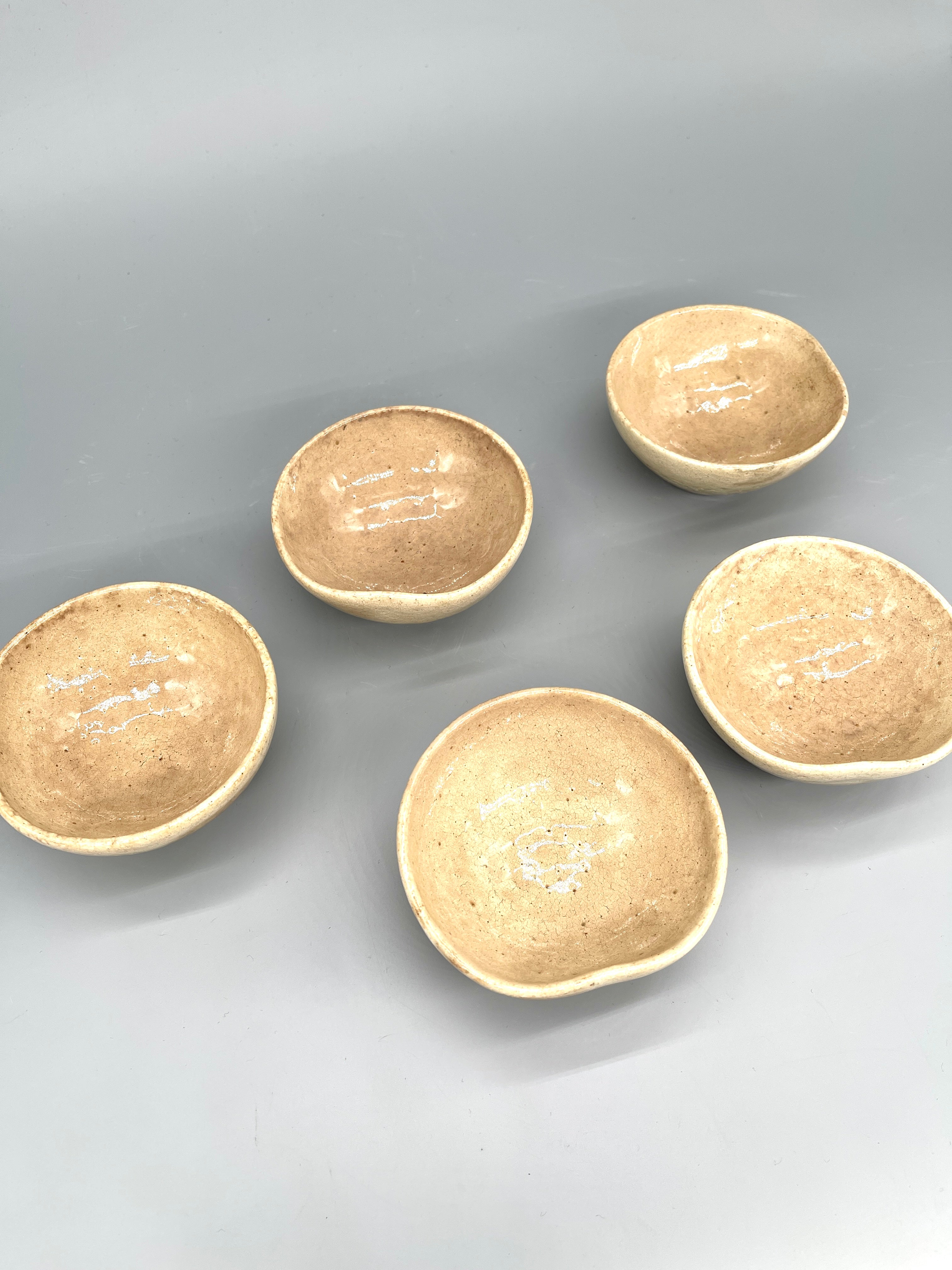 Set Of 5 Japanese Sake Cups - Hagi Ware