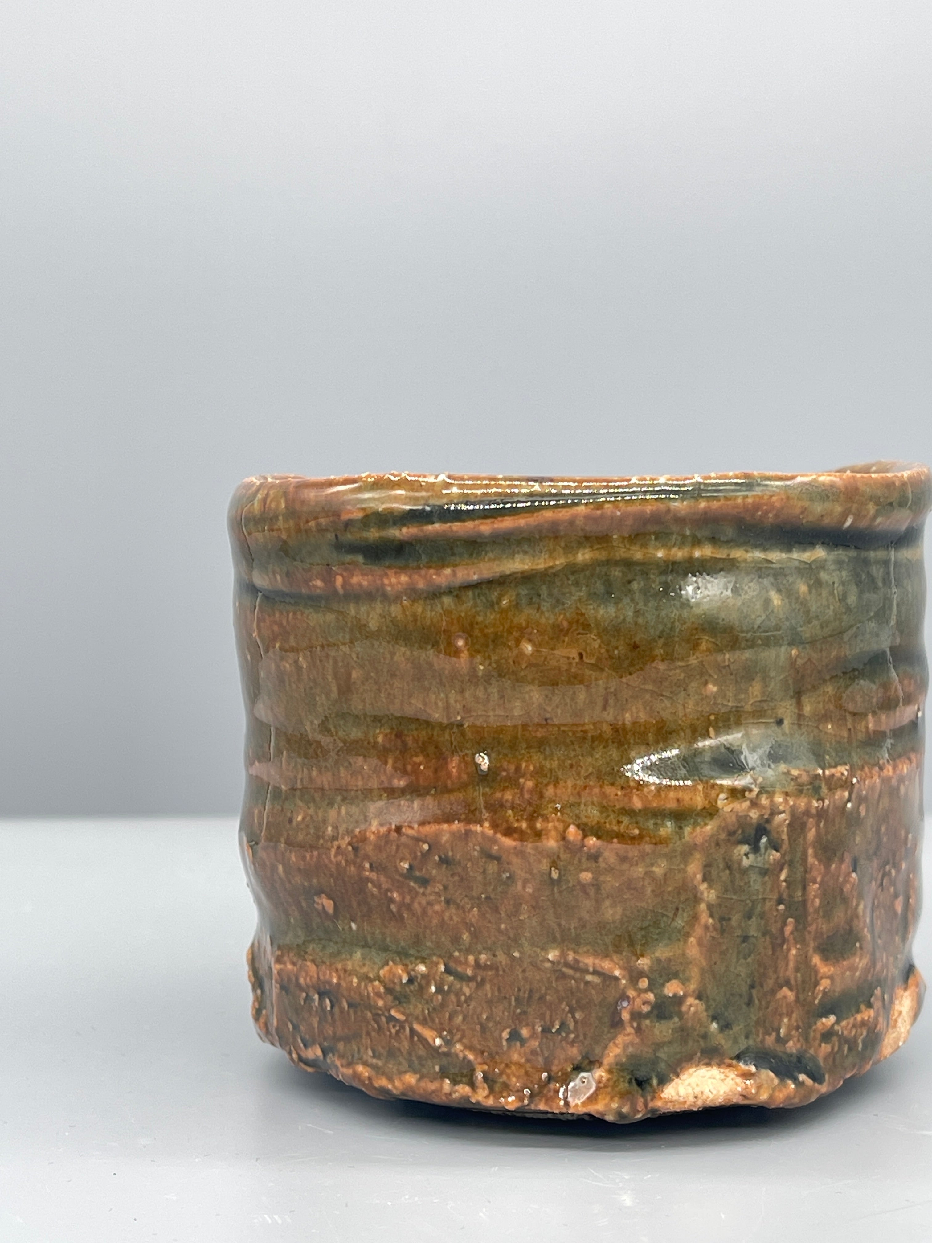 Small Vintage Japanese Chawan, Tea Bowl - Green Glaze