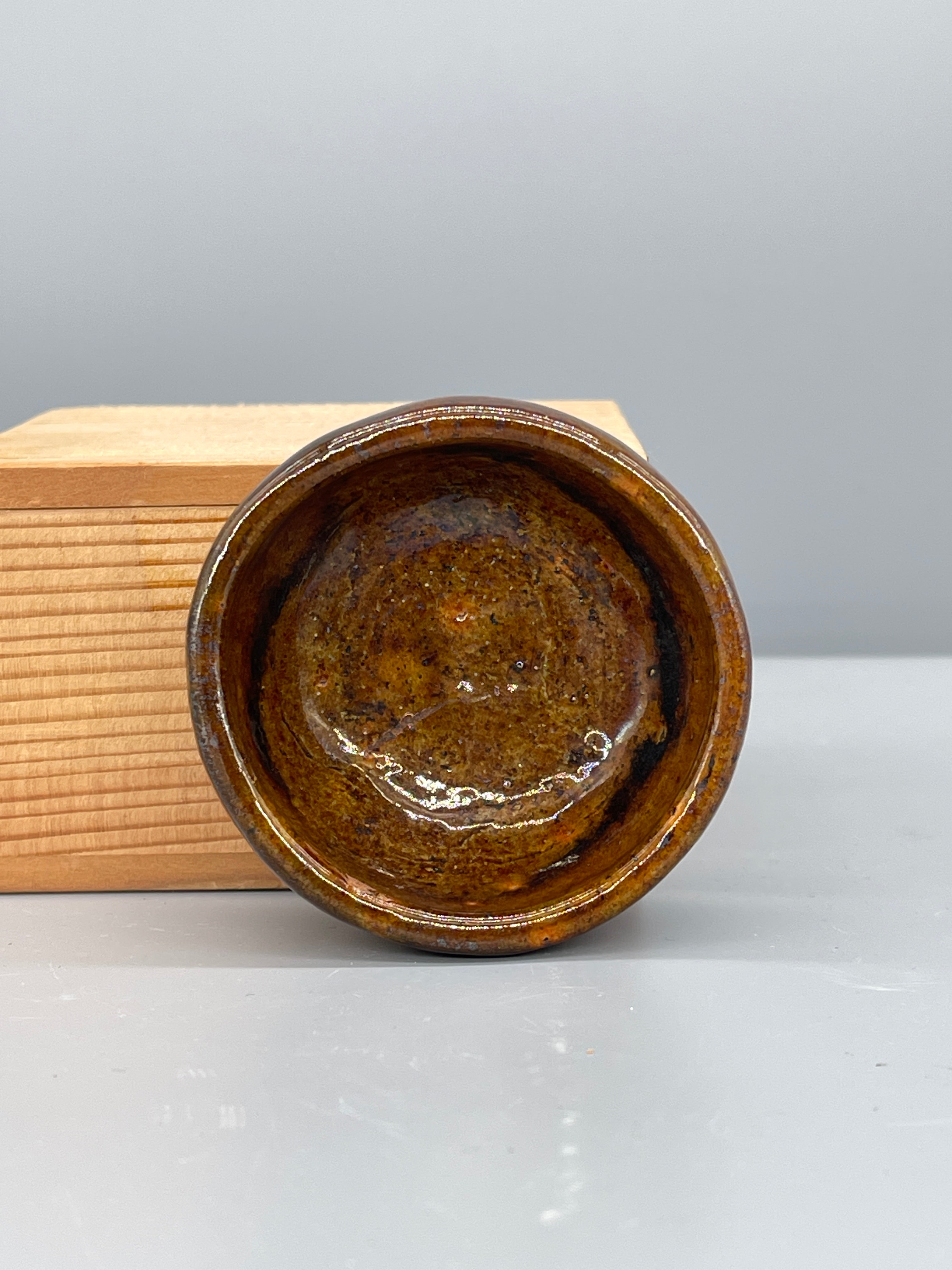 Japanese Stoneware Sake Cup - Amber Glaze
