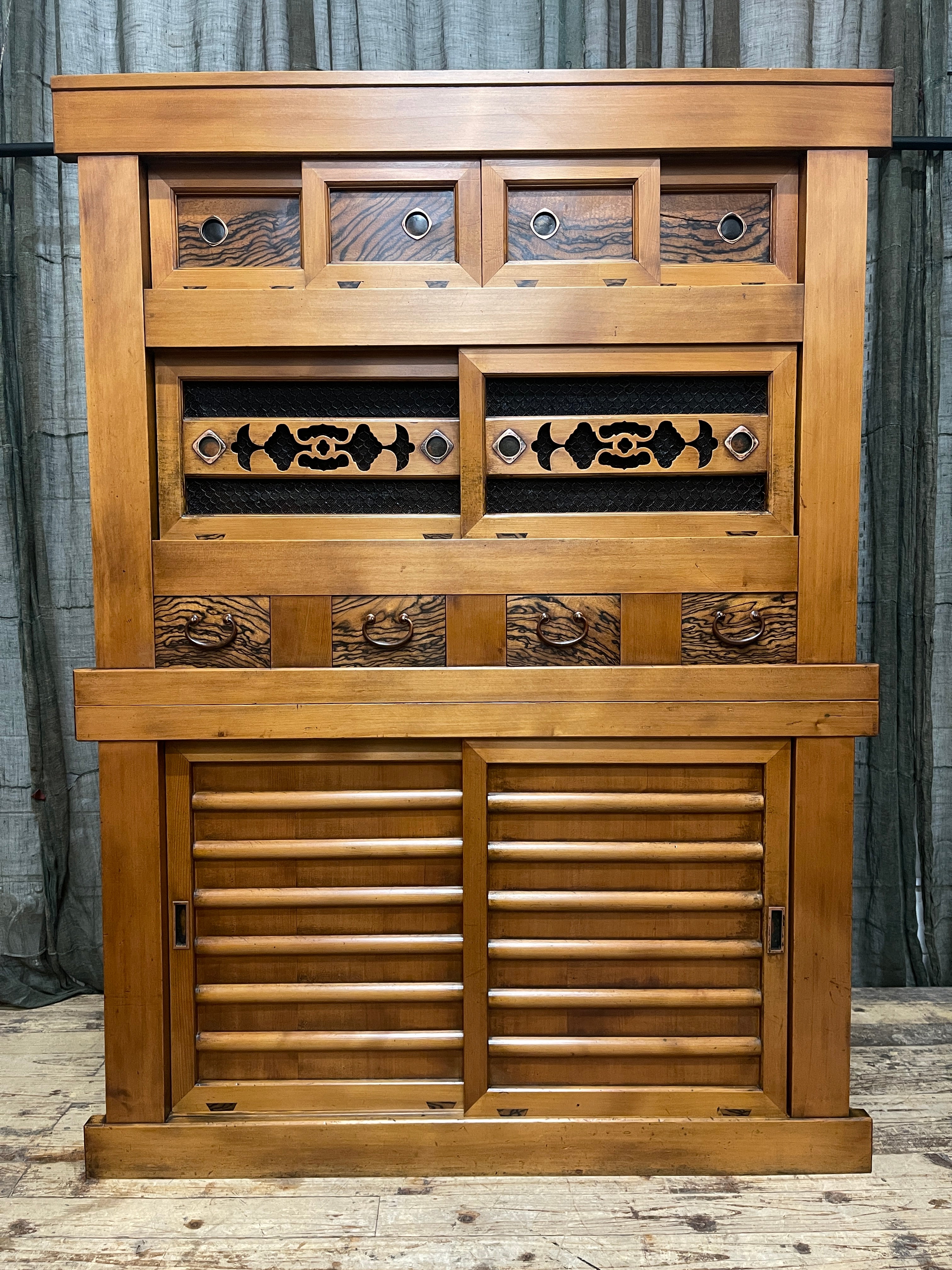 Japanese Mizuya, Kitchen Cabinet - Cedar, Cypress, Persimmon | c.1900