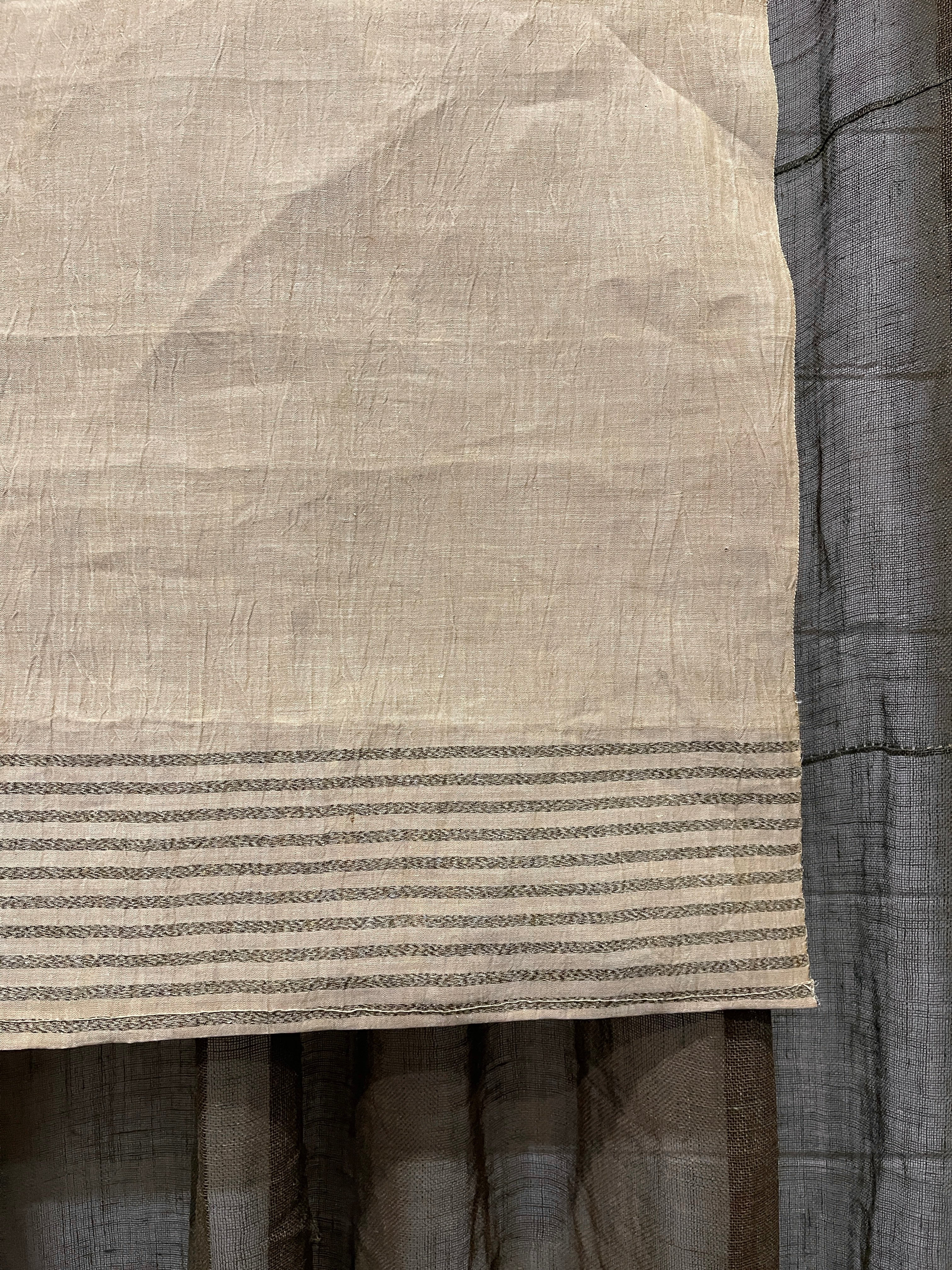 Vintage Japanese Hemp Noren, Panelled Curtain