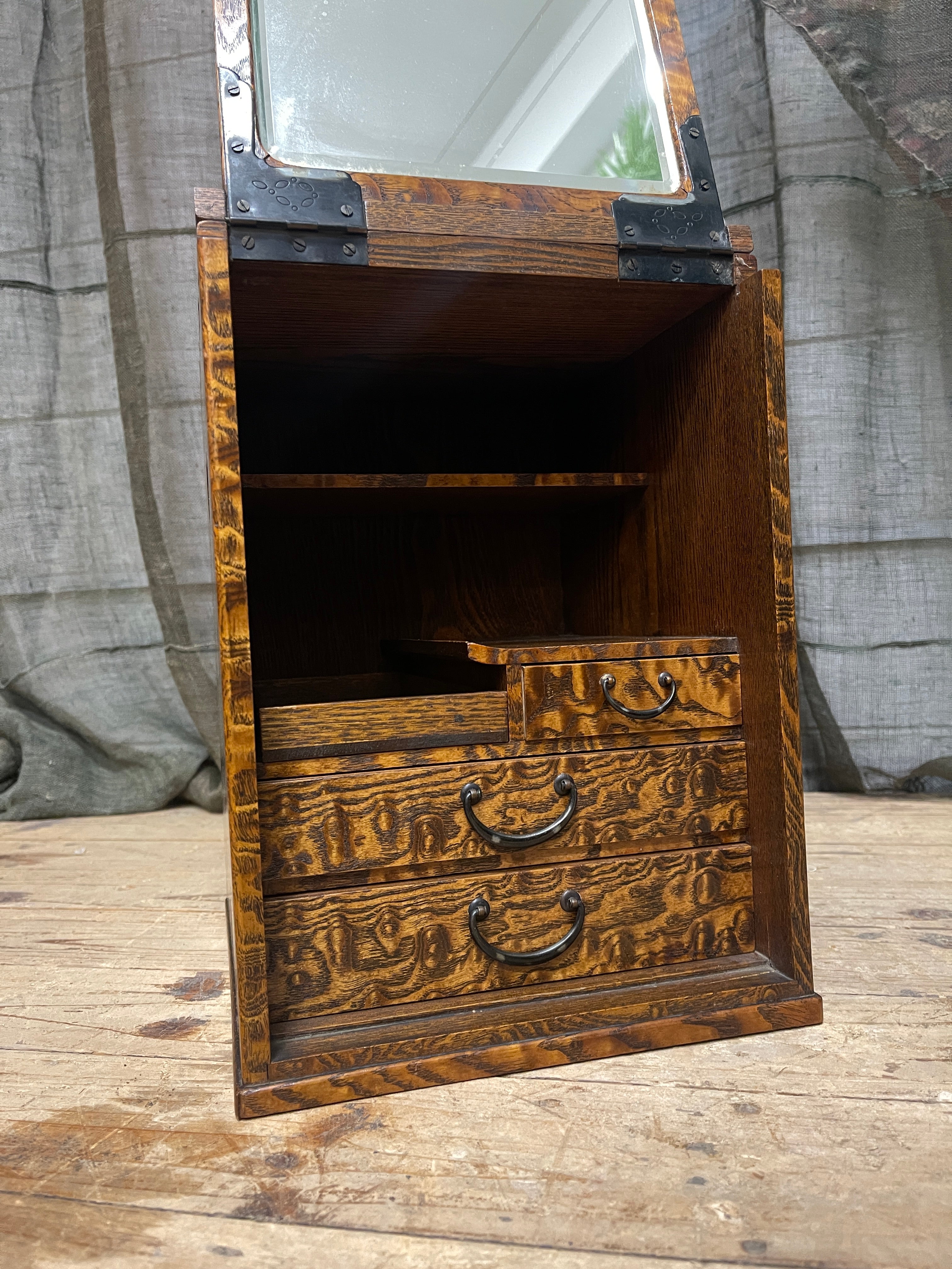 Vintage Japanese Mirror Chest, Kyo Dai | Taisho, c.1920