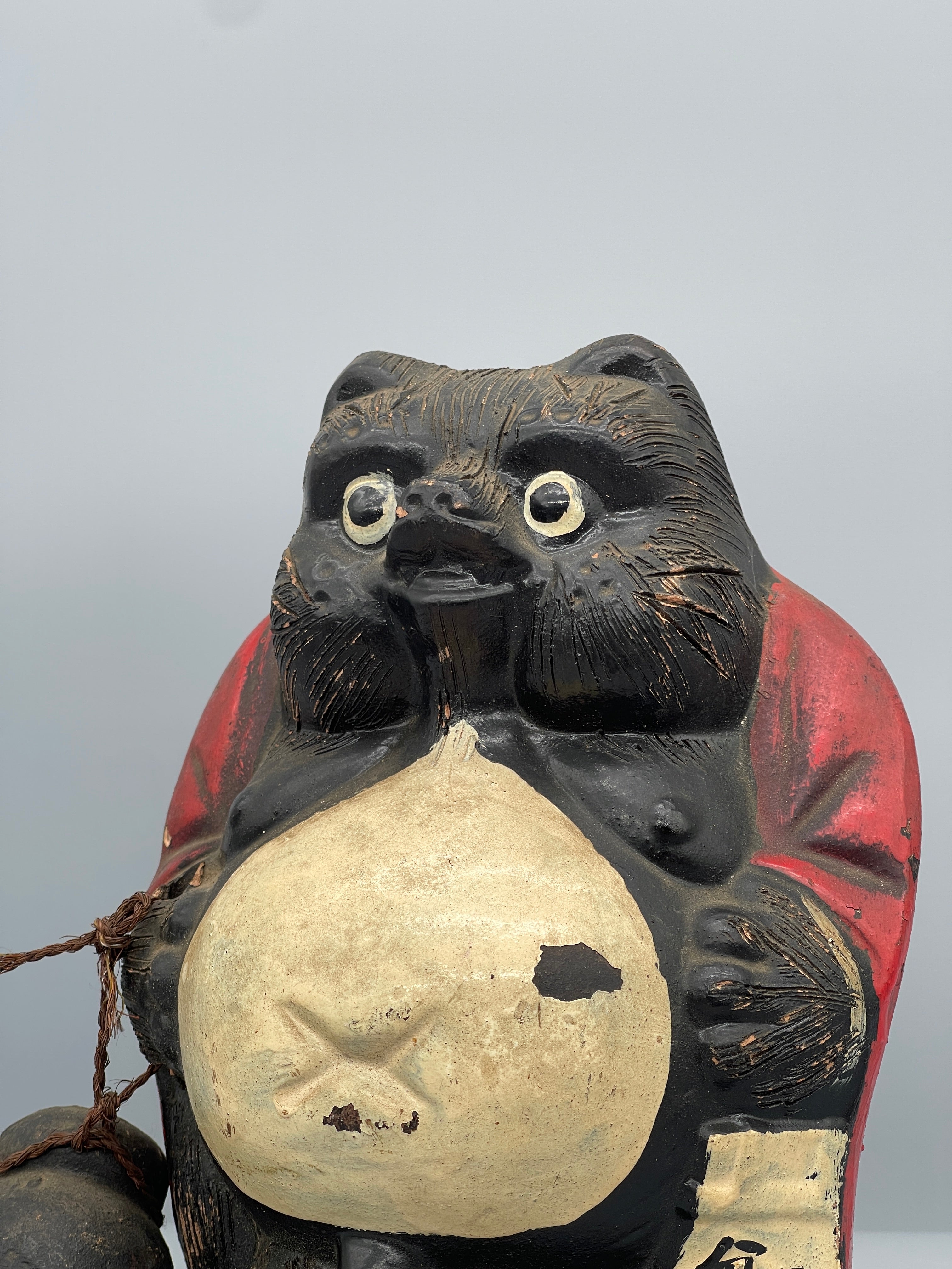 Vintage Tanuki Daruma Statue, Hand-Crafted