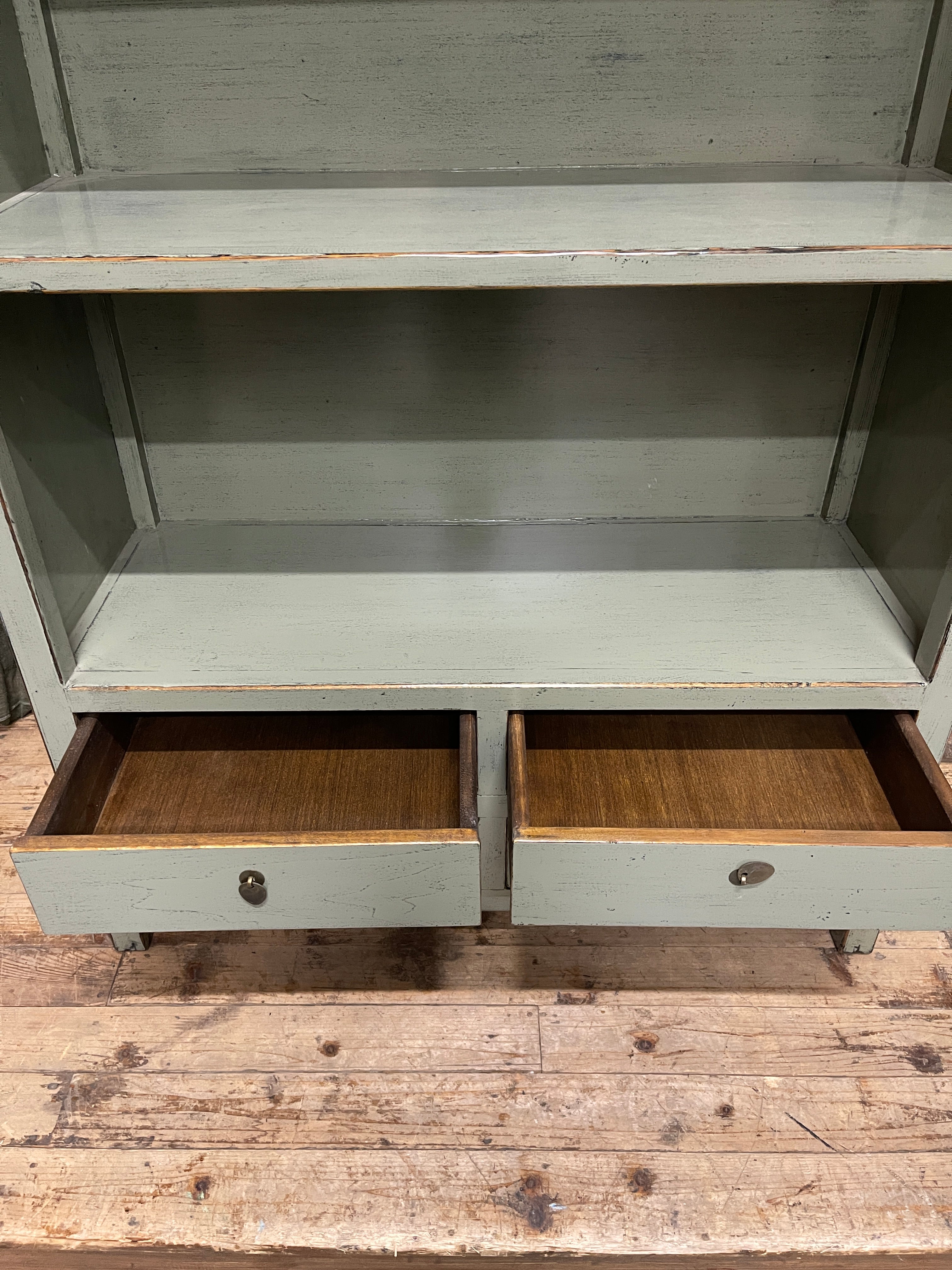 Chinese Sage Green Lacquered Bookshelf