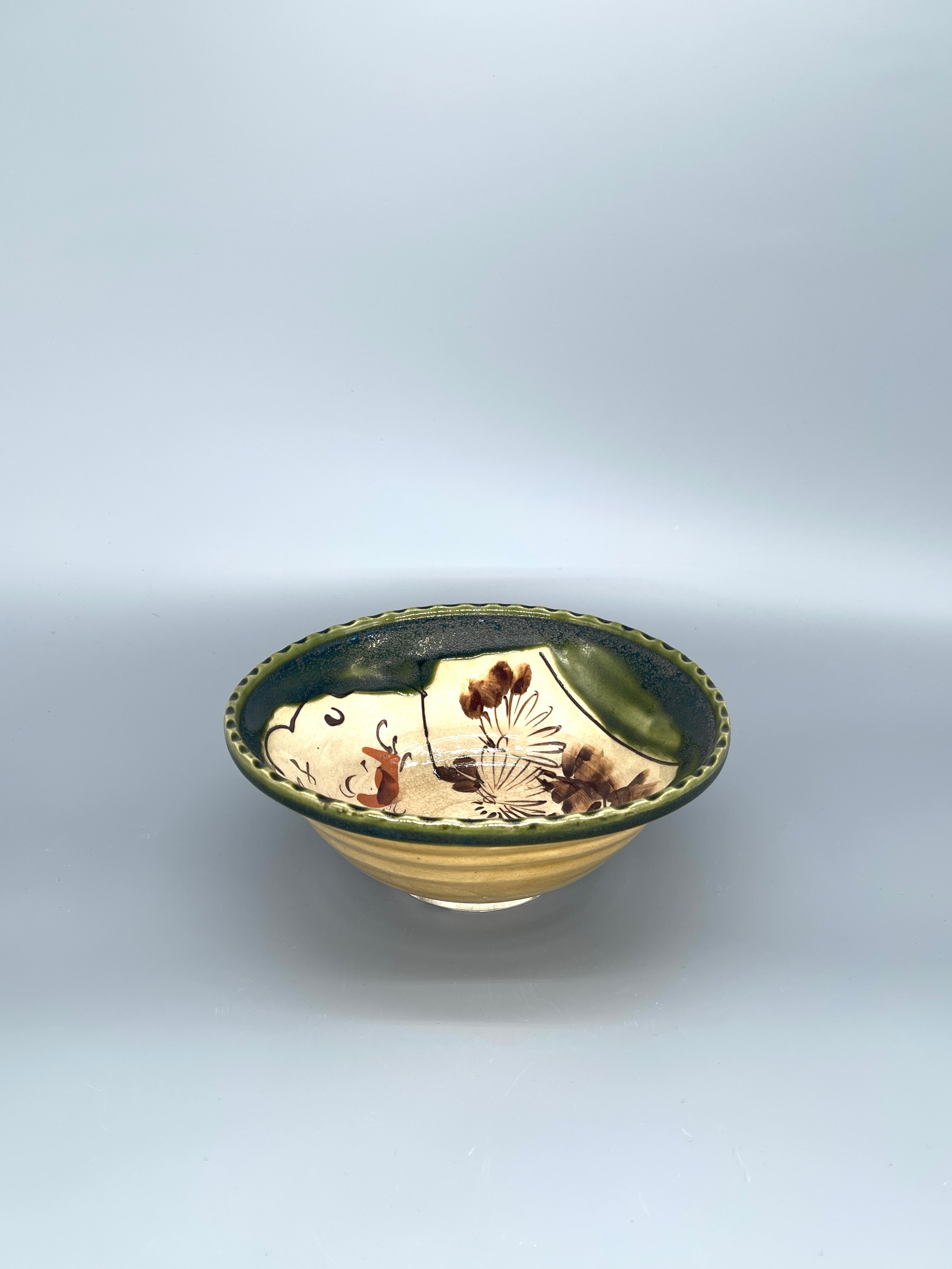 Vintage Japanese Oribe Style Serving Bowl