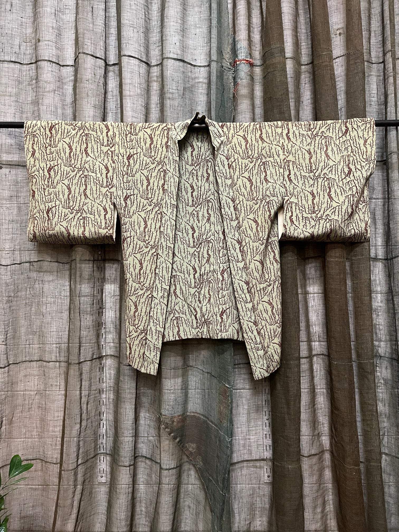 Japanese Haori-Kimono Jacket - Soft Drape Green Silk