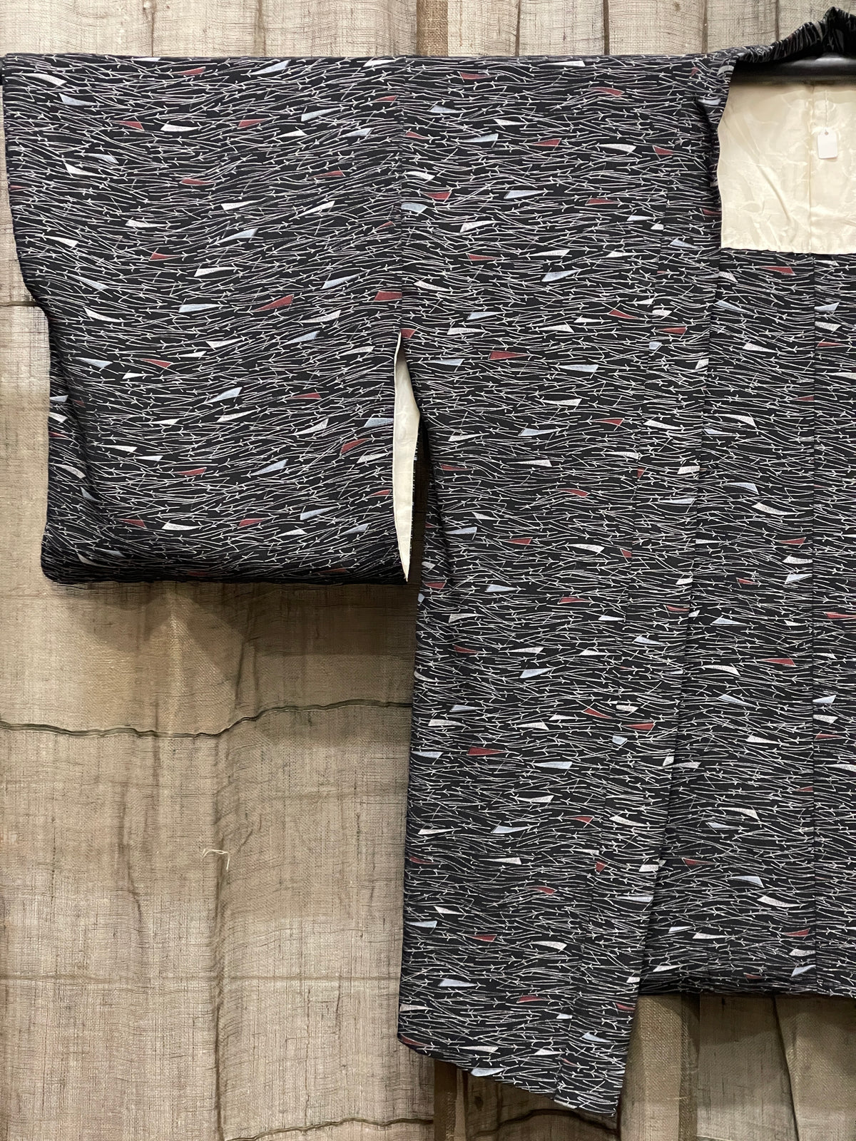 Vintage Japanese Silk Haori, Pine Needle Pattern