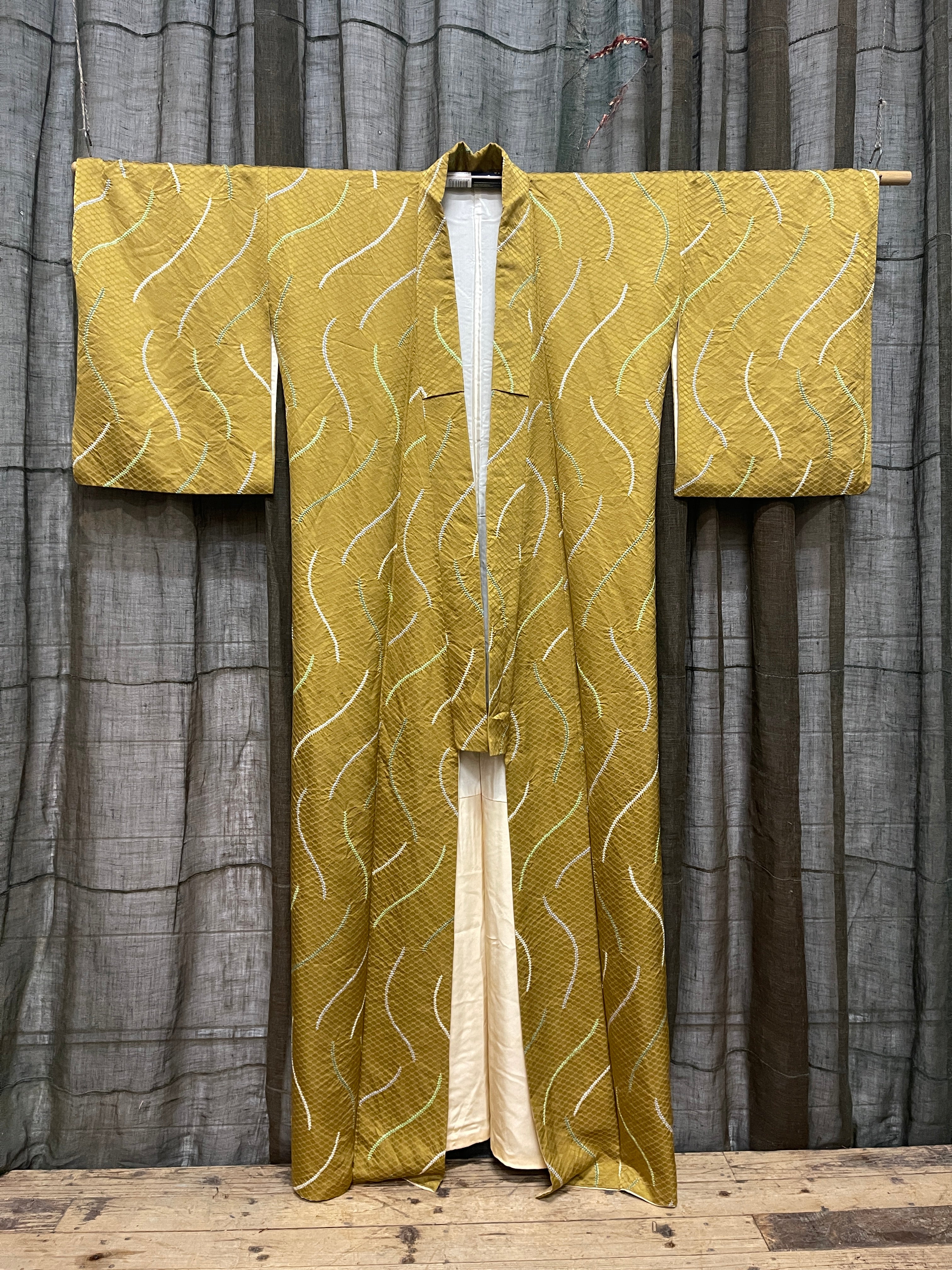 Vintage Japanese Silk Kimono | Mustard