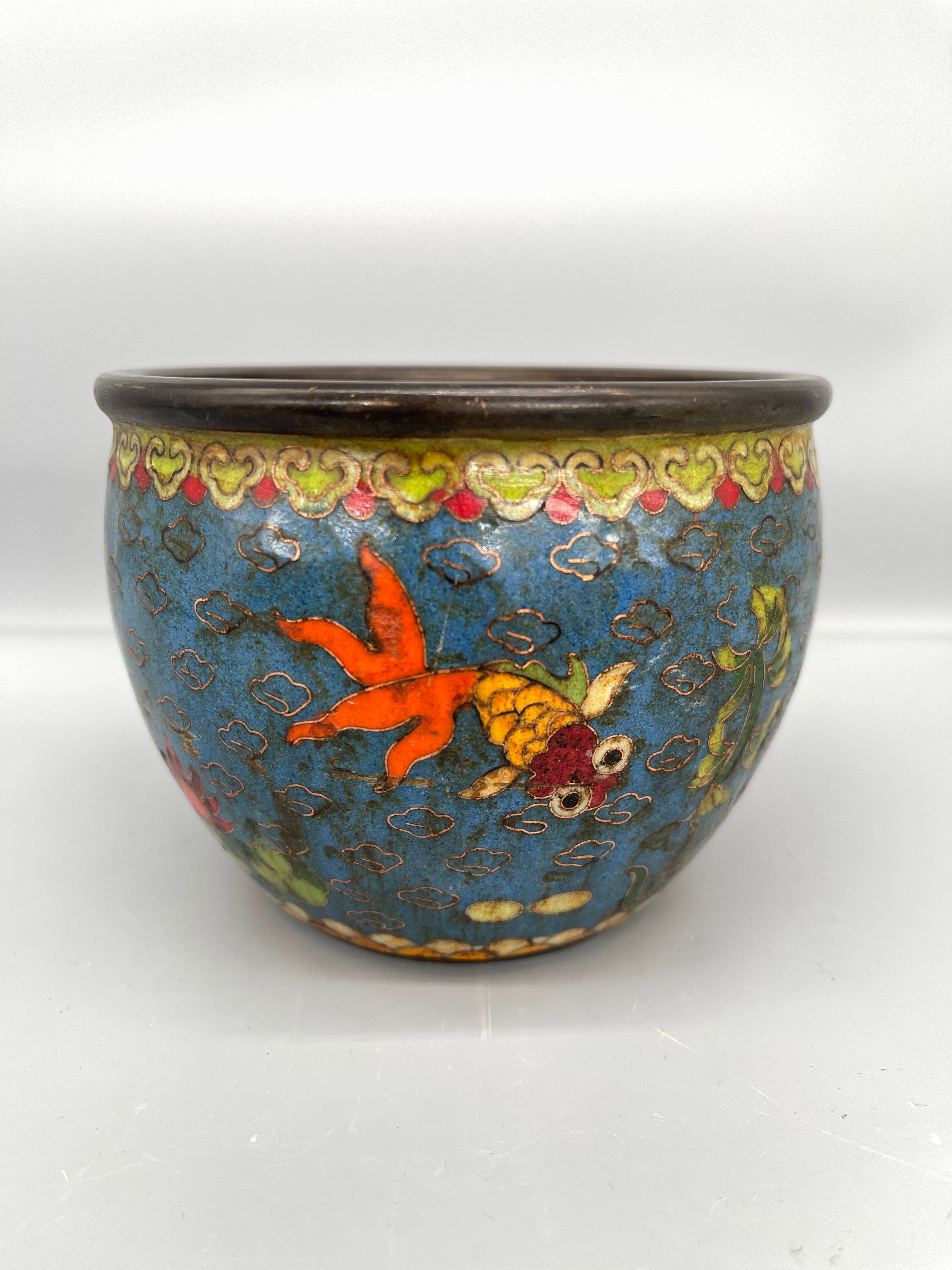 Vintage Chinese Cloisonne Bronze Bowl