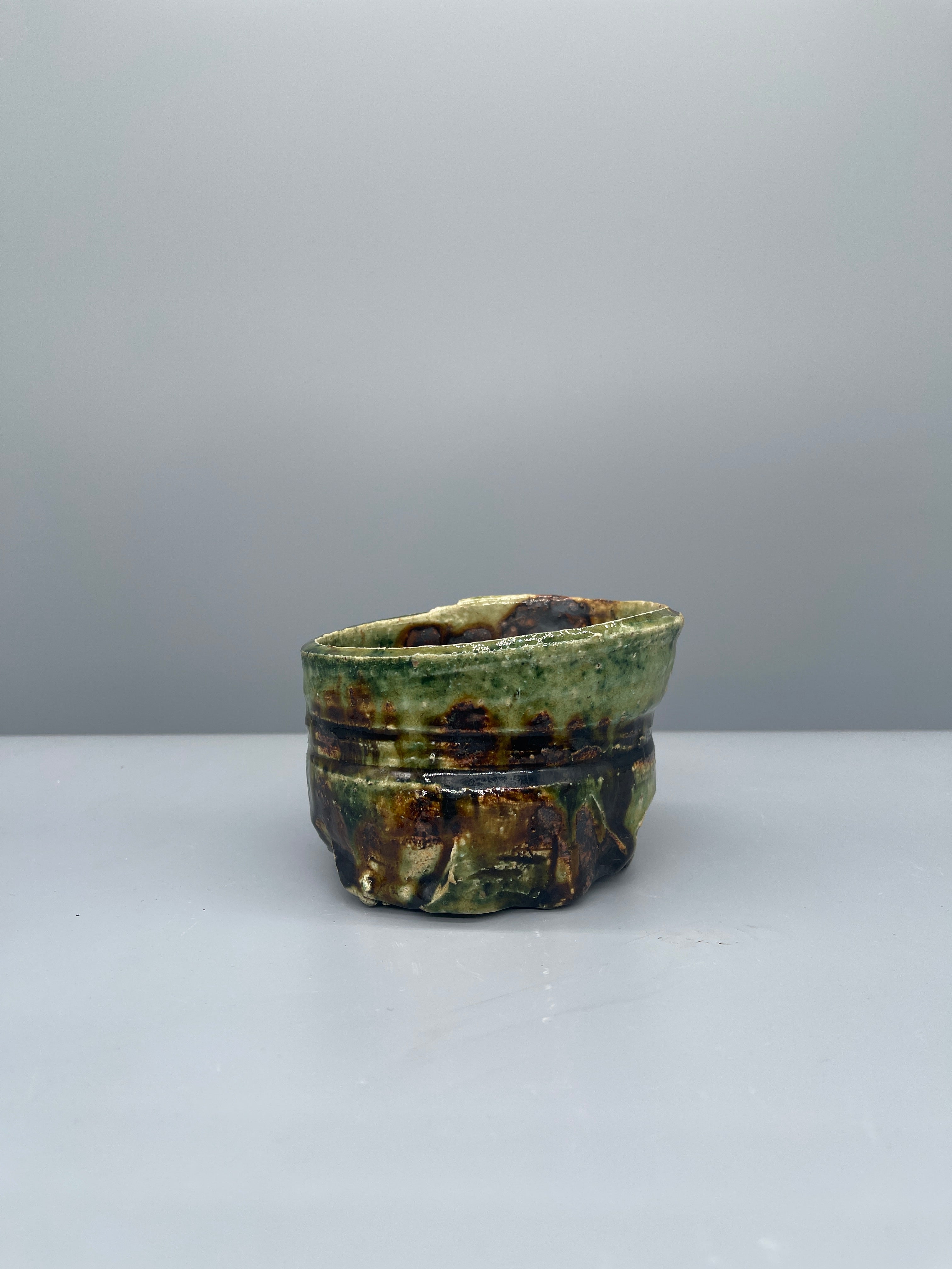Vintage Japanese Chawan, Tea Bowl - Oribe Glaze