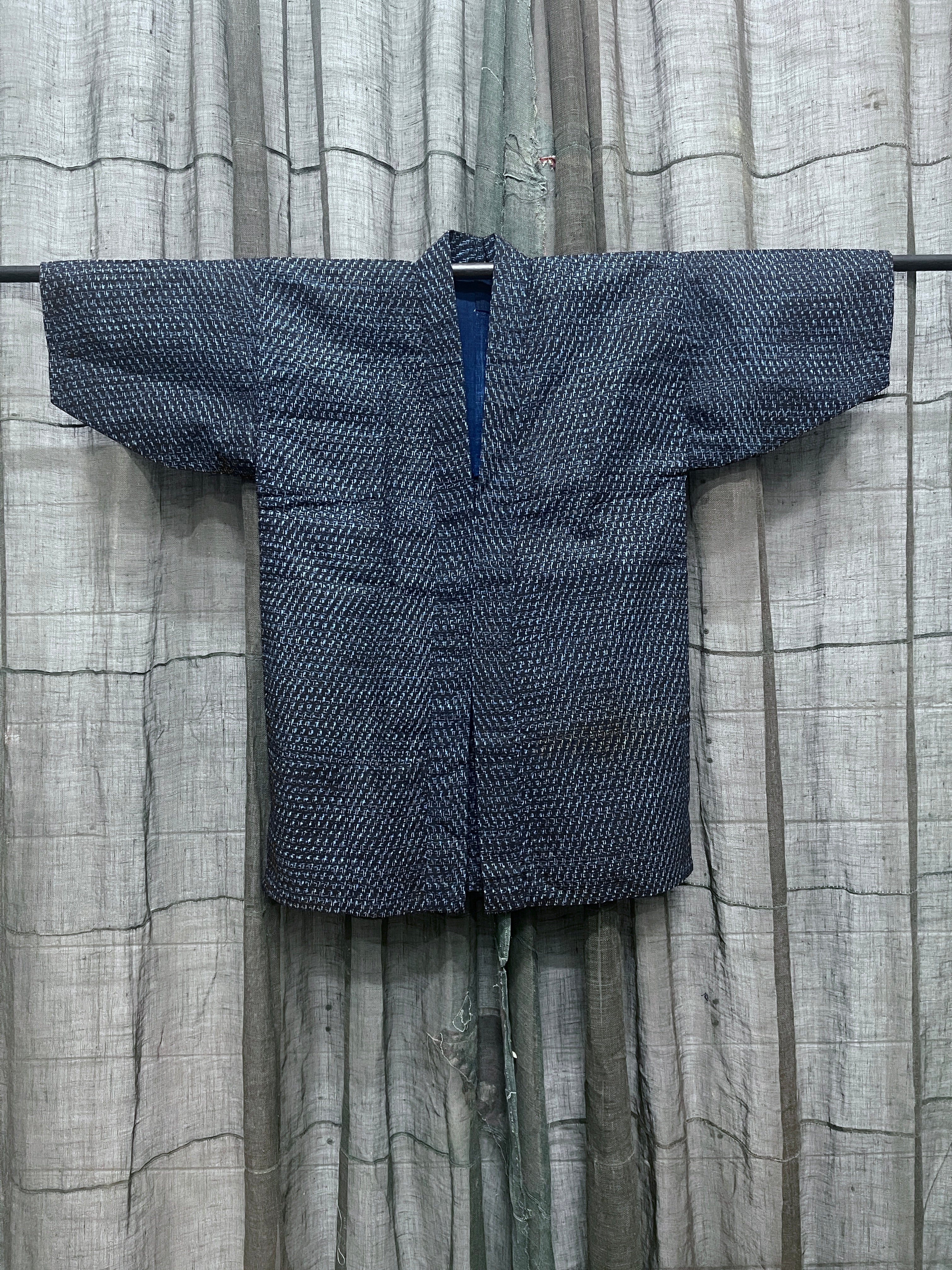 Vintage Japanese Kasuri Cotton Noragi Jacket | Indigo