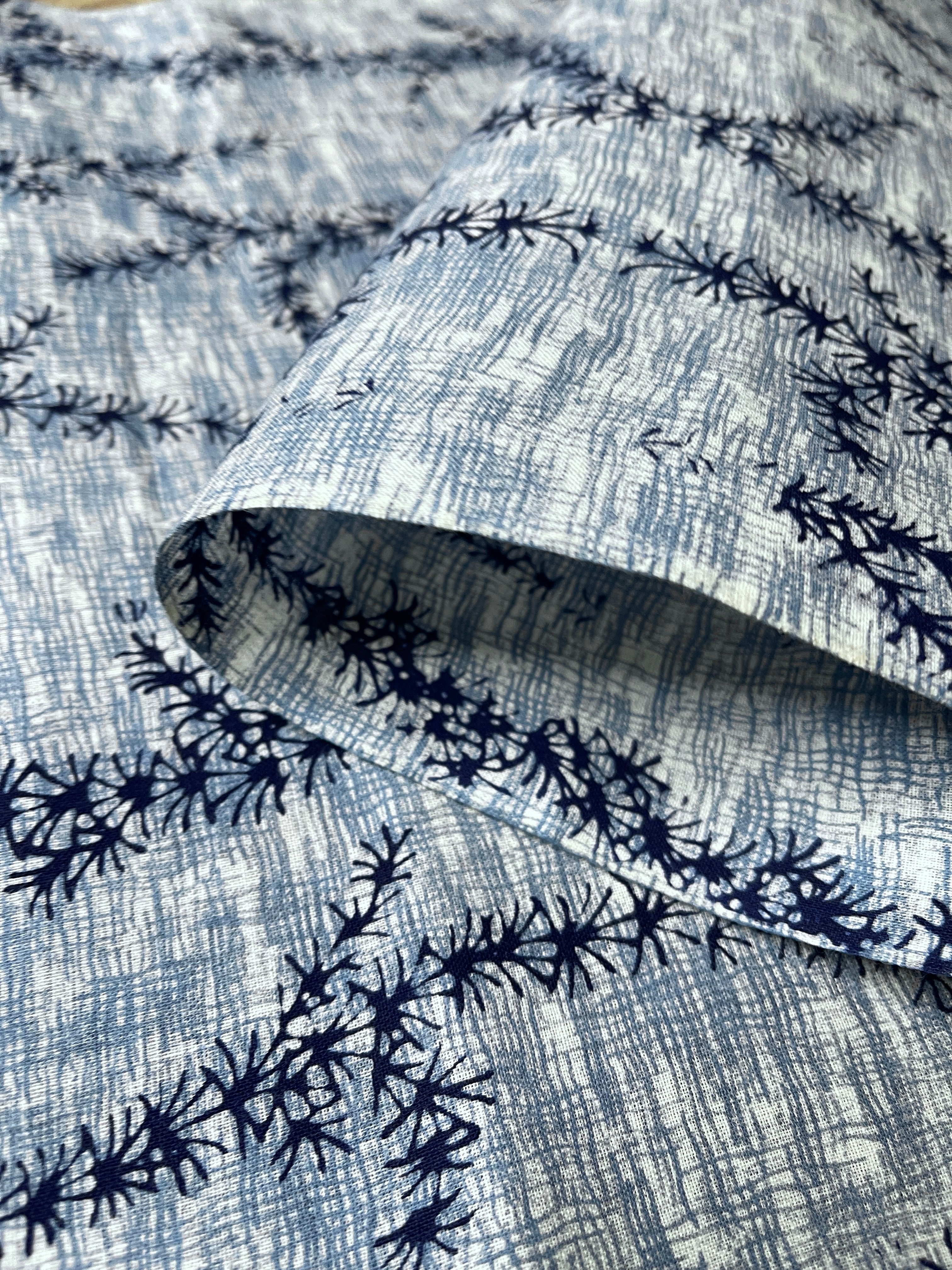 Japanese Yukata Cotton Fabric, Blue & White