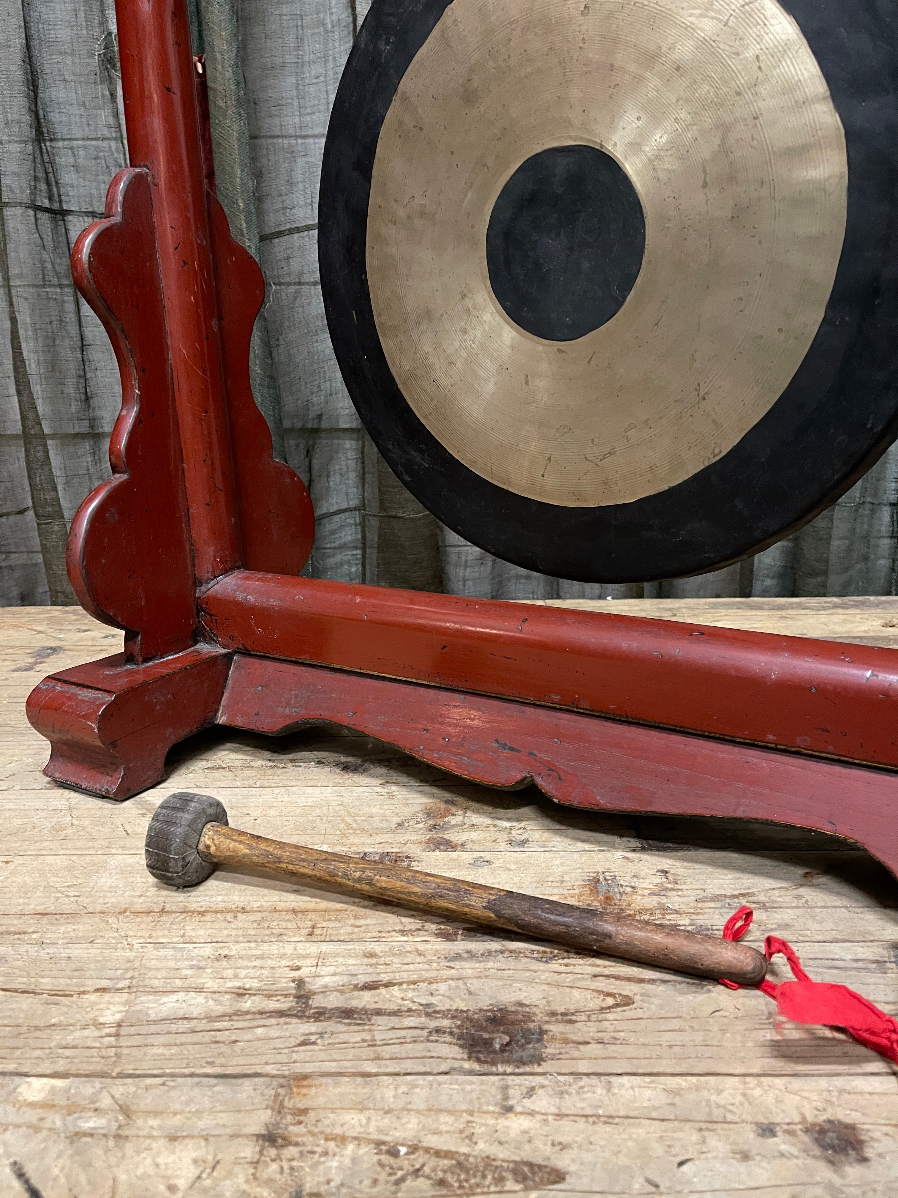 Vintage Chinese Gong On A Stand