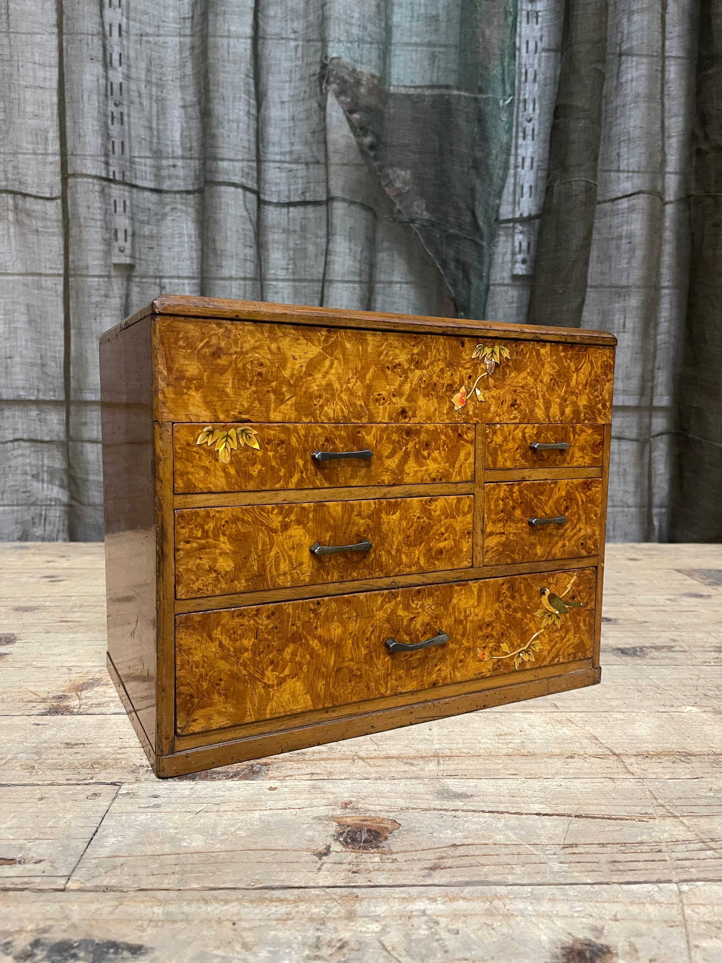 Vintage Japanese Sewing Box, Hari Bako - Inlaid Shell | 1950's