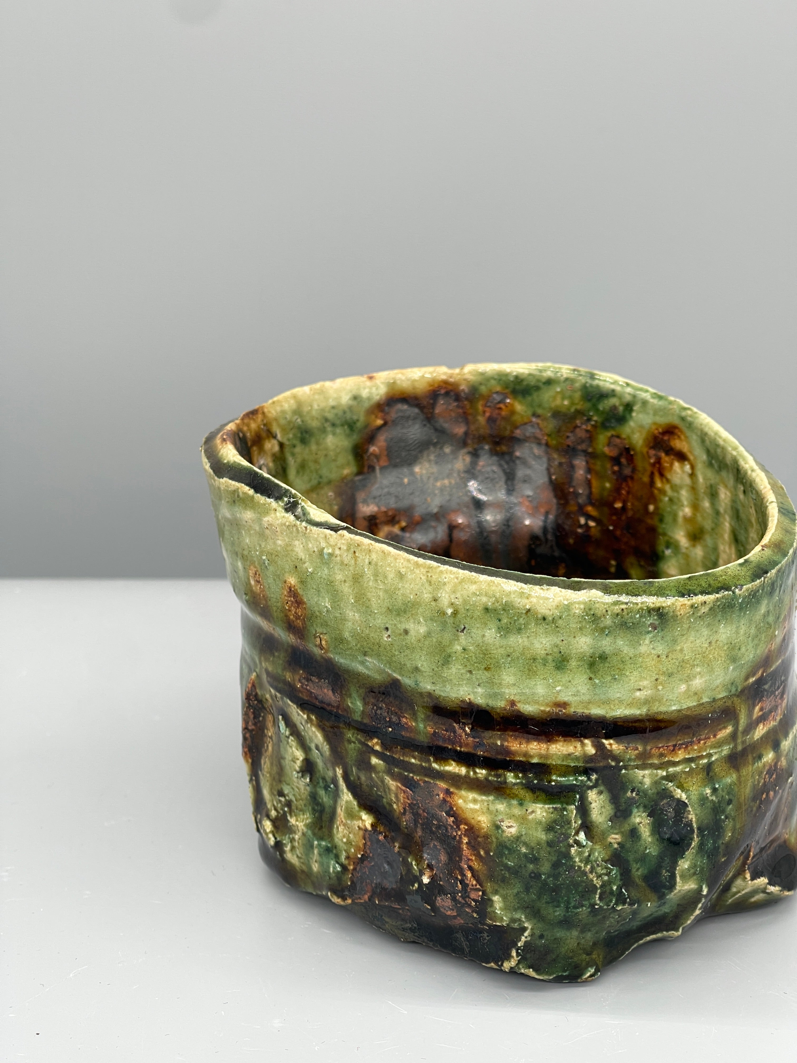 Vintage Japanese Chawan, Tea Bowl - Oribe Glaze
