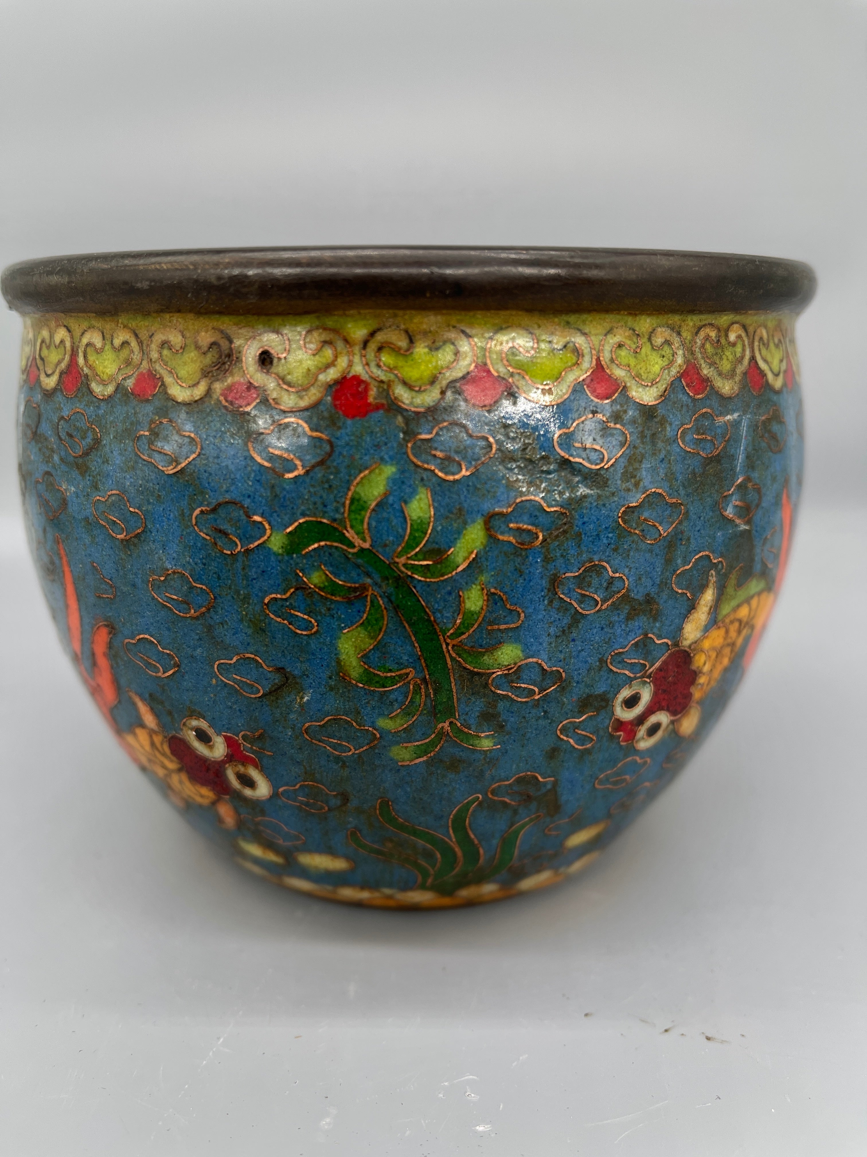 Vintage Chinese Cloisonne Bronze Bowl