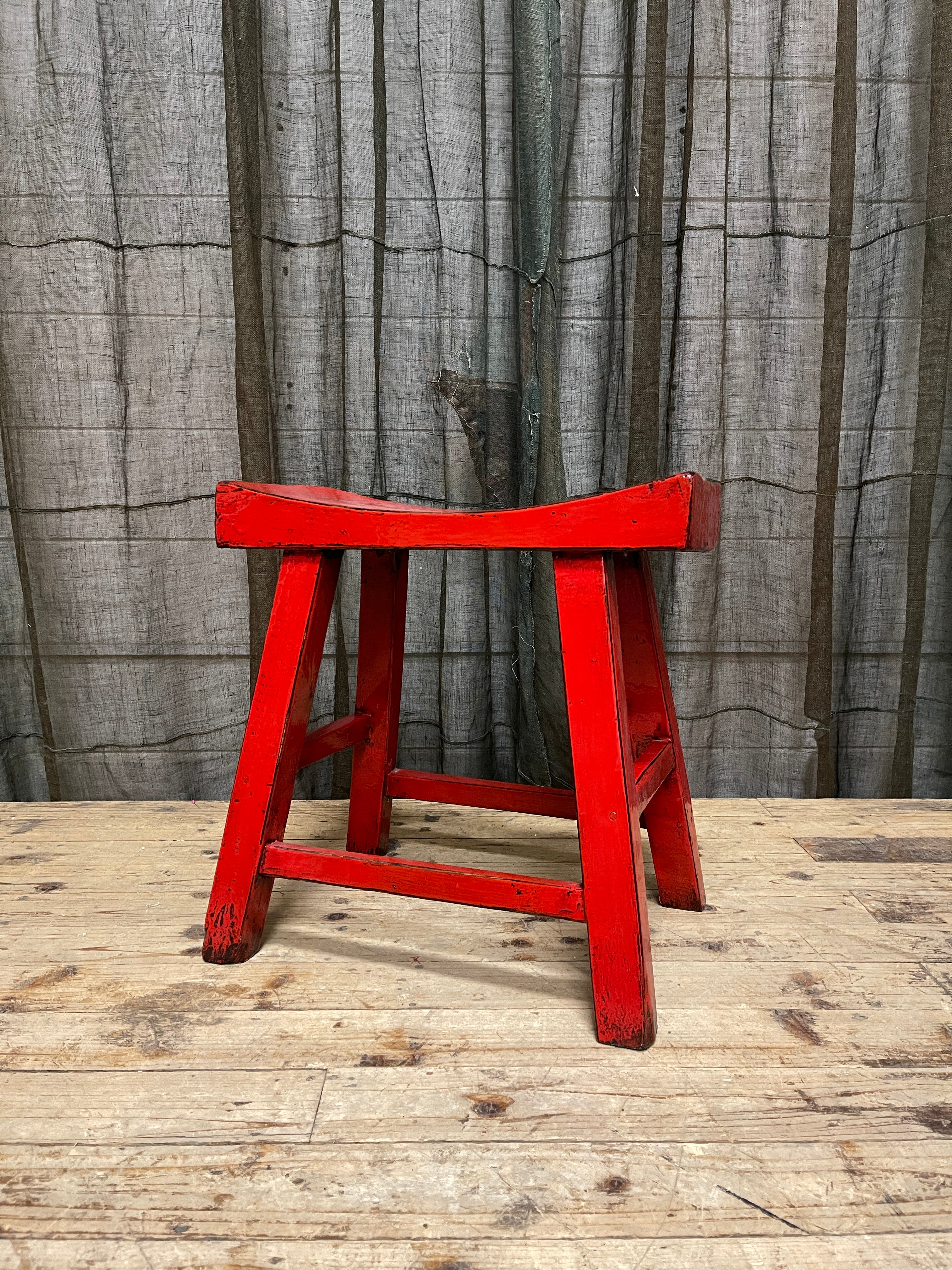 Chinese Provincial Stool - Red