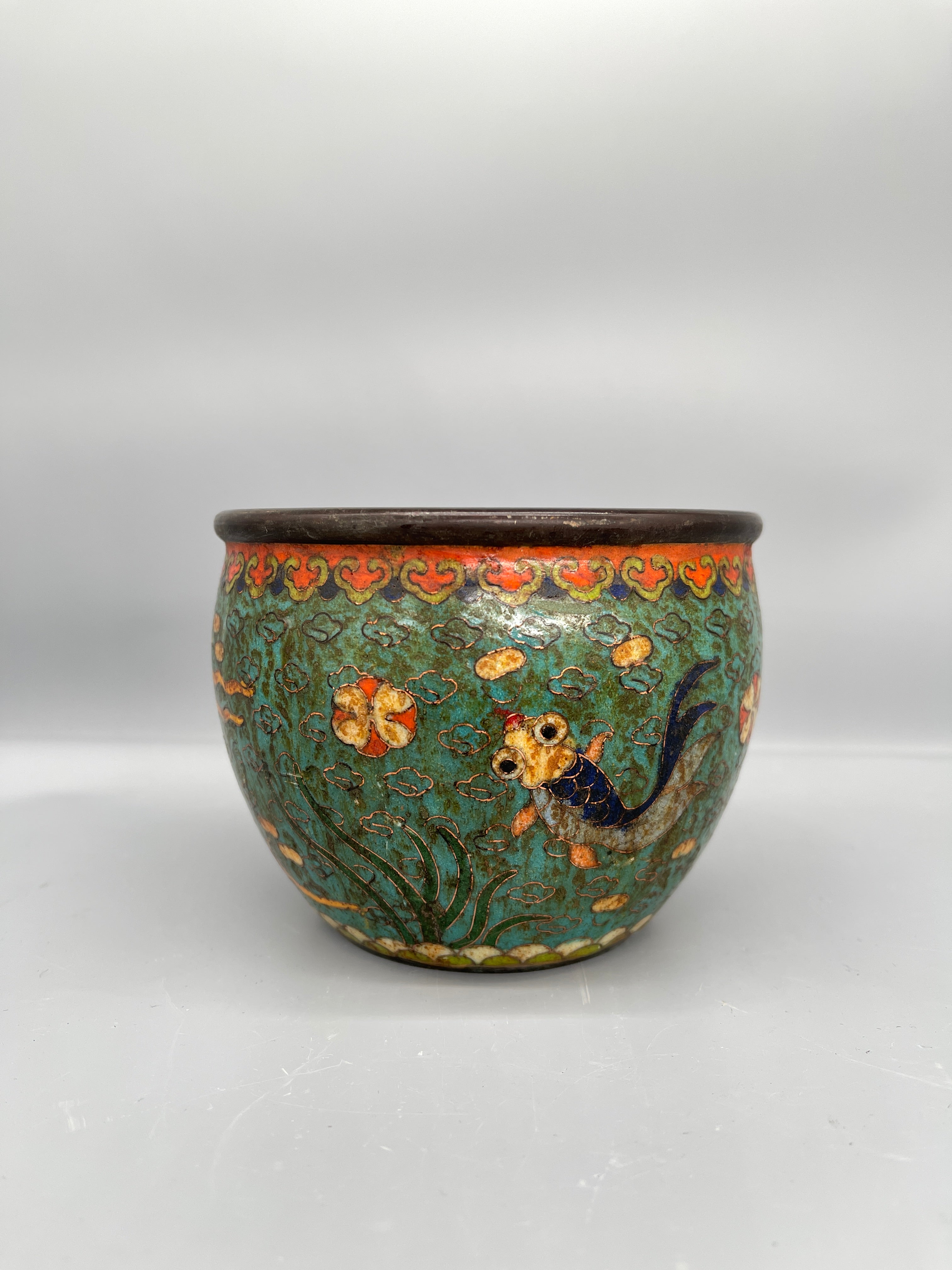 Vintage Chinese Cloisonne Bronze Bowl